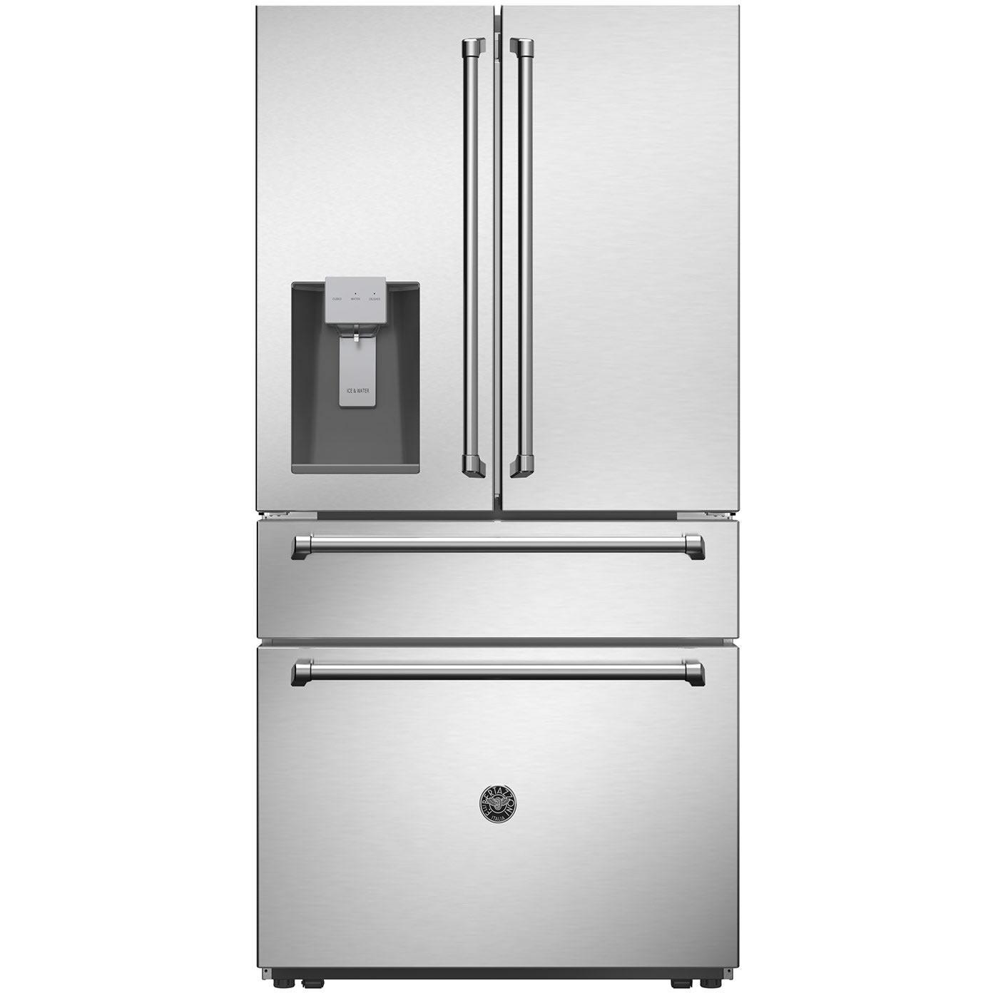 Bertazzoni 36 Inch French Door Refrigerator - 21.6 cu.ft Capacity, 4 Doors, Stainless Steel | Perfect for Modern Kitchens & Open-Concept Homes