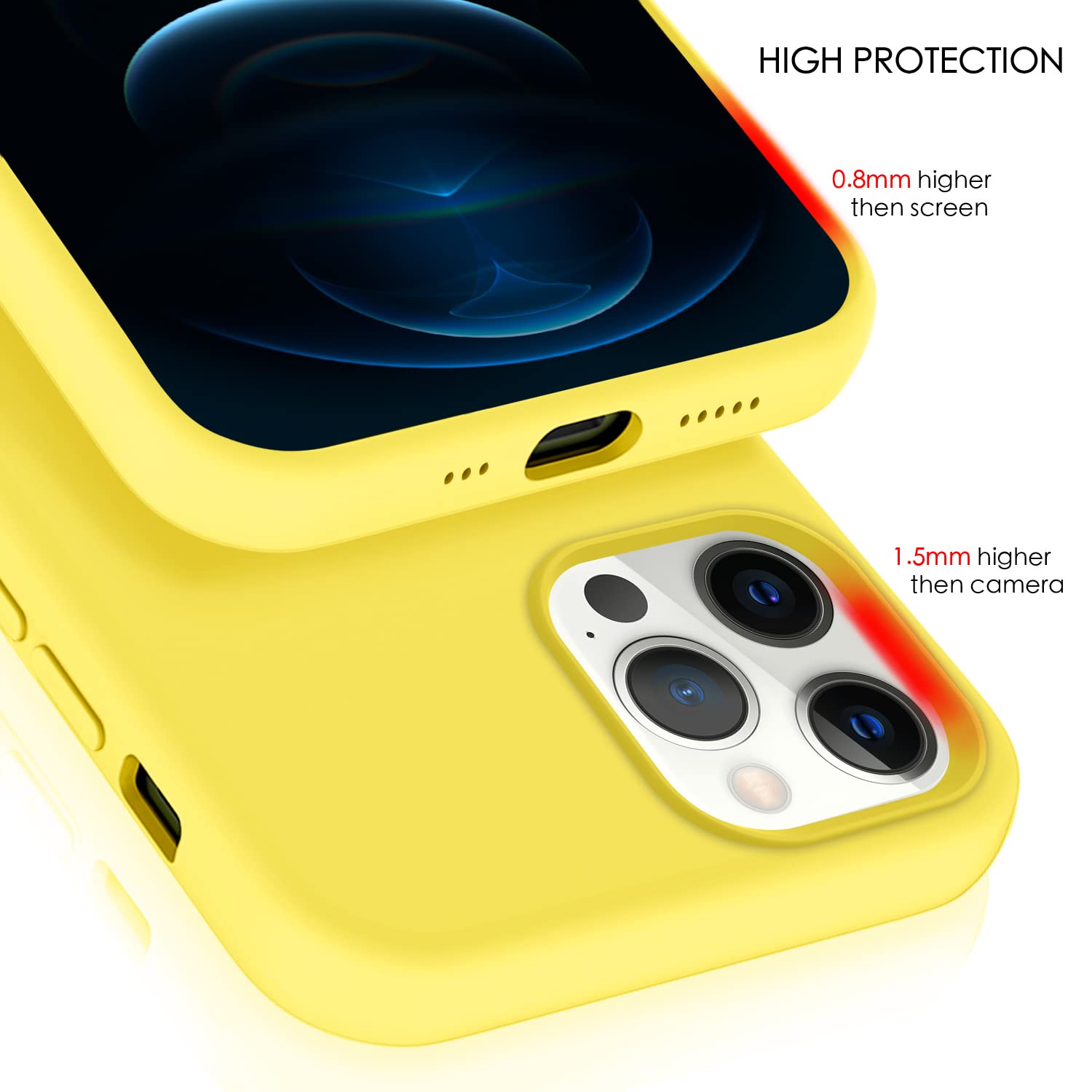 ZUSLAB Ultra-Thin Liquid Silicone Case for iPhone 12 Pro Max - Shockproof Soft Protective Cover (Yellow) | Perfect for Everyday Use, Travel & Outdoor Activities