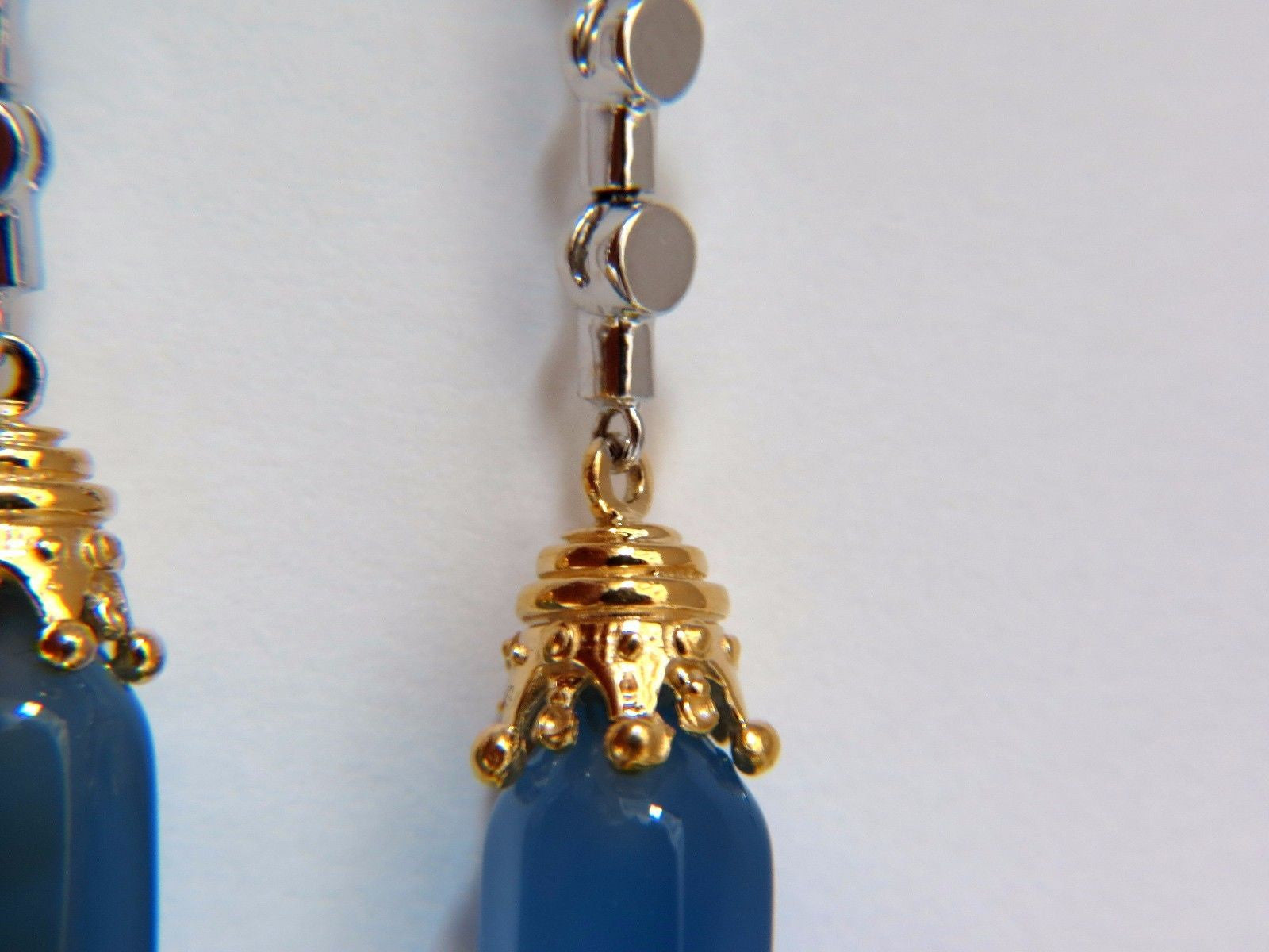 Natural Chalcedony Dangle Earrings in 14K Gold - Elegant Handmade Jewelry for Women, Gift for Her, Birthday, Anniversary, Wedding & Special Occasions