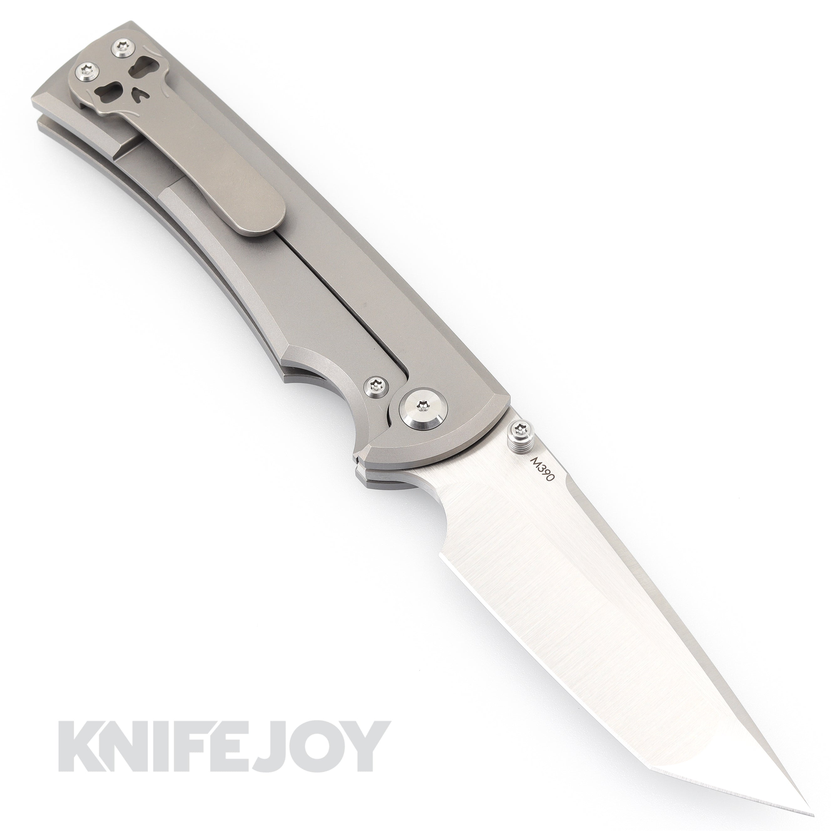 Chaves Knives Liberation 229 Tanto Blade Folding Knife - Stonewashed Titanium Handle, Belt Finish - EDC, Outdoor Survival, Camping & Tactical Use