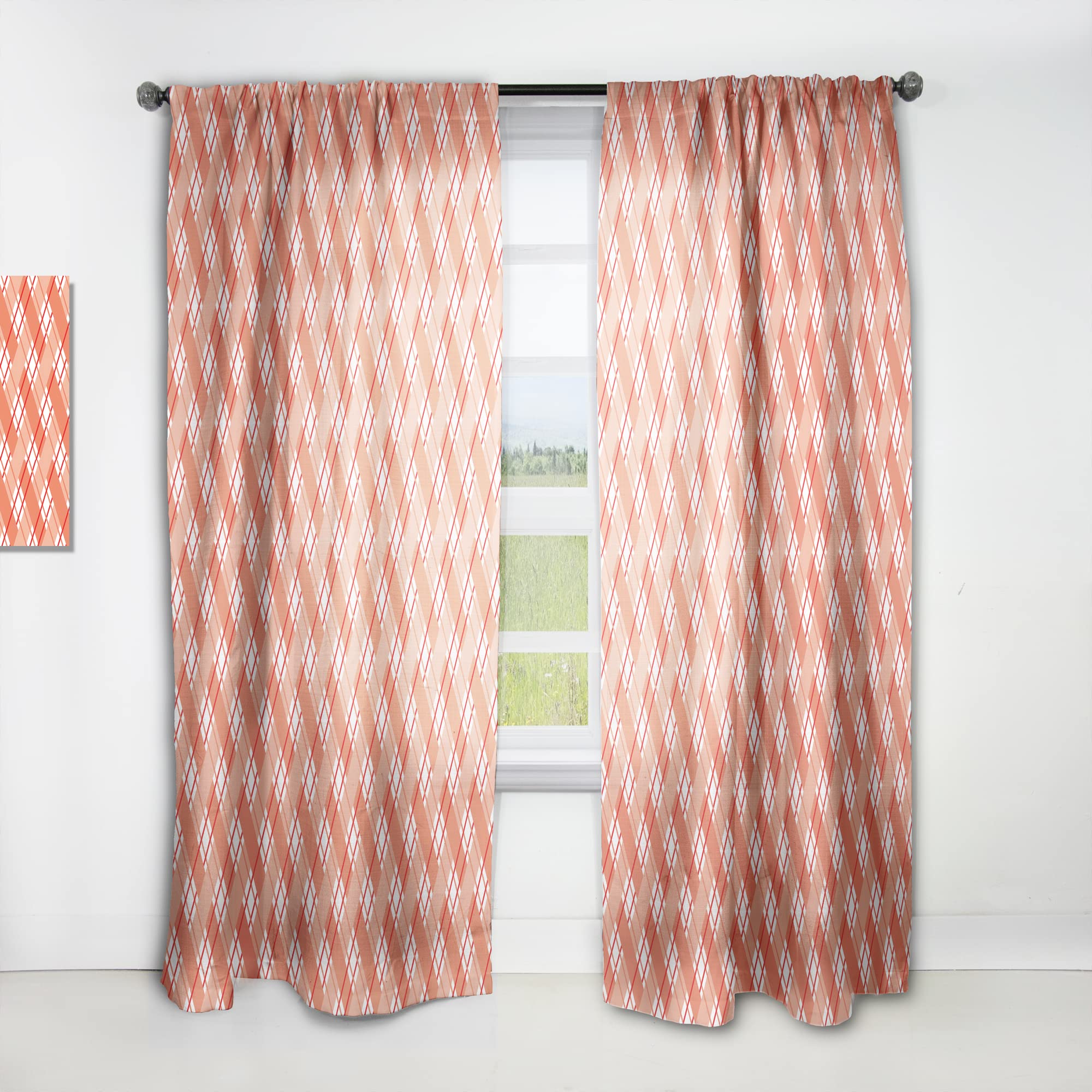 DesignQ Retro Checkered Thermal Insulated Curtains - Single Panel 52x95 Inch - Blackout Drapes for Bedroom & Living Room - Perfect for Home Decor, Privacy & Energy Efficiency