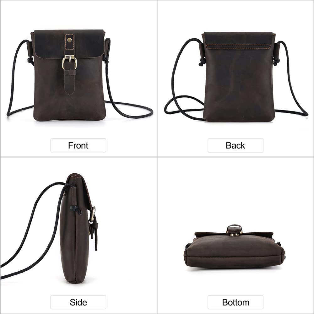 LWBTOSEE Mini Crossbody Shoulder Bag - Genuine Leather Small Messenger Bag for Men - Phone Pouch & Essentials Organizer - Perfect for Travel, Work & Daily Use