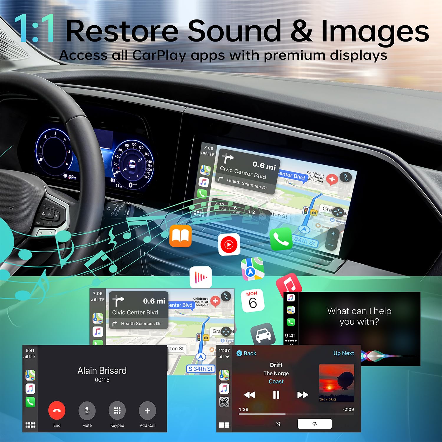 Wireless CarPlay Adapter for iPhone - Convert Wired to Wireless CarPlay Dongle, Plug & Play for Cars 2017+ & iOS 10+ (Black) | Seamless Music Streaming & Hands-Free Calling While Driving