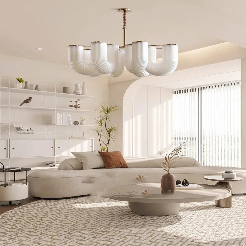 Modern White Chandelier - Elegant Crystal Ceiling Light Fixture for Dining Room, Bedroom, Living Room | Perfect for Home Decor, Wedding & Luxury Interior Design