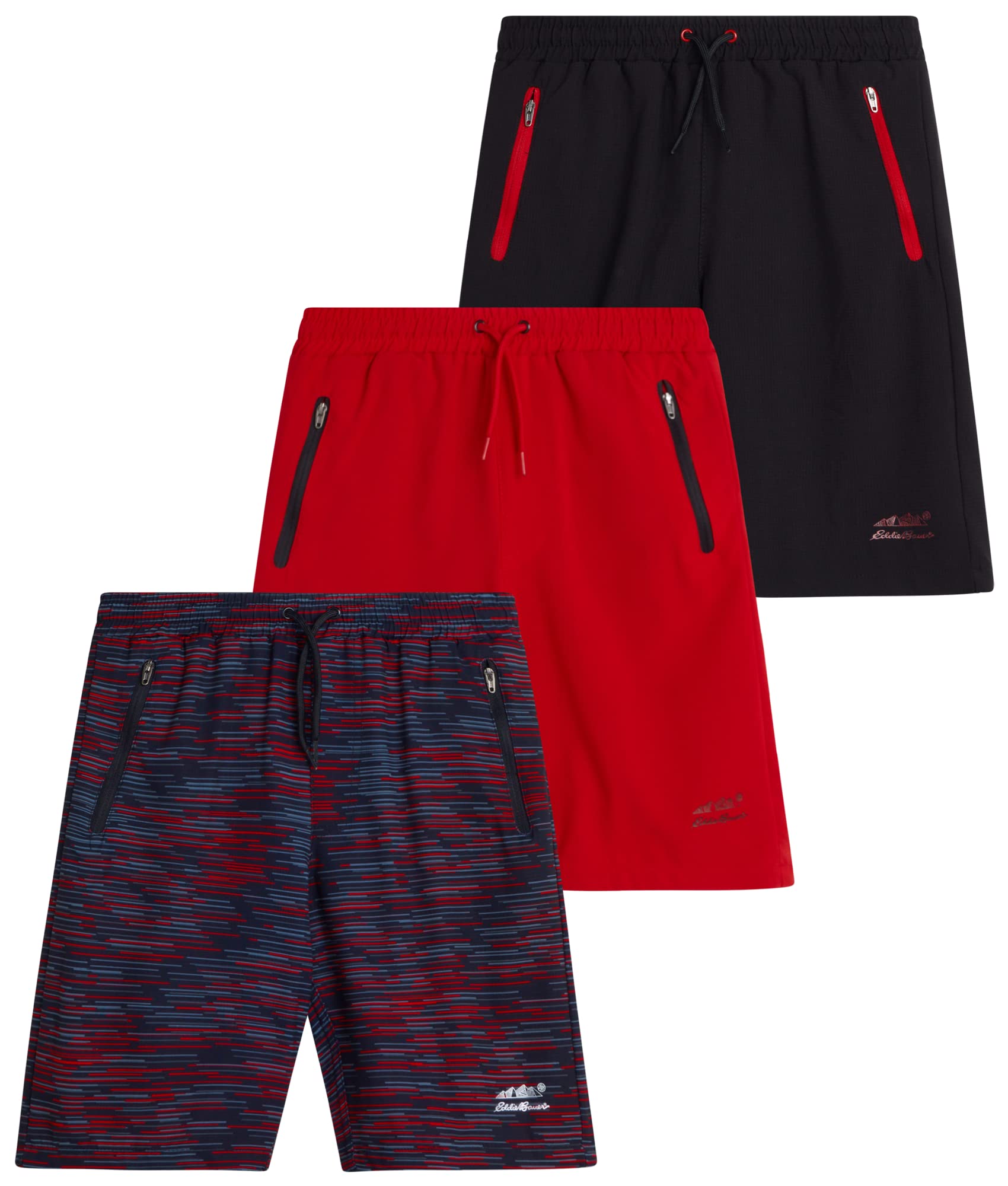 Eddie Bauer Boys' Quick Dry Athletic Shorts 3-Pack - Hybrid Mesh Performance Shorts for Active Kids (Ages 4-16) - Perfect for Running, Sports & Outdoor Play