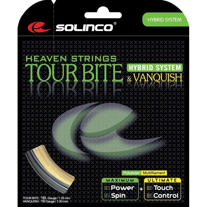 Solinco Tour Bite & Vanquish Hybrid Tennis Strings - High Performance for Competitive Play & Tournament Use