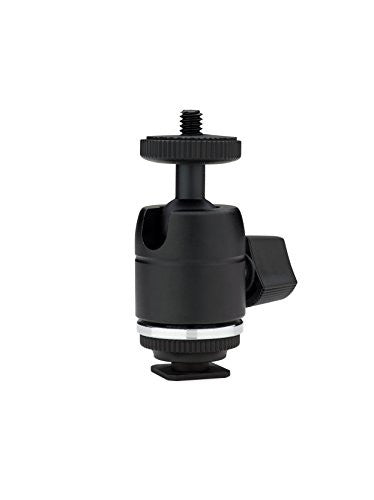 Kupo KG010011 Mini Ball Head with Hot Shoe Adapter - Compact Lightweight Tripod Mount for DSLR Cameras, Smartphones & Action Cameras - Perfect for Vlogging, Photography & Outdoor Adventures (Black)