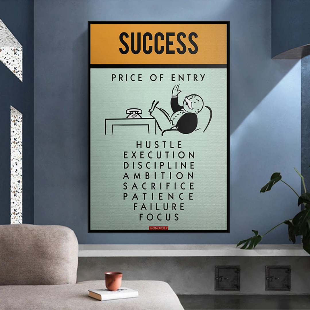Alec Monopoly Success Price of Entry Playing Card Canvas Wall Art - Pop Art Home Decor for Living Room, Office & Game Room