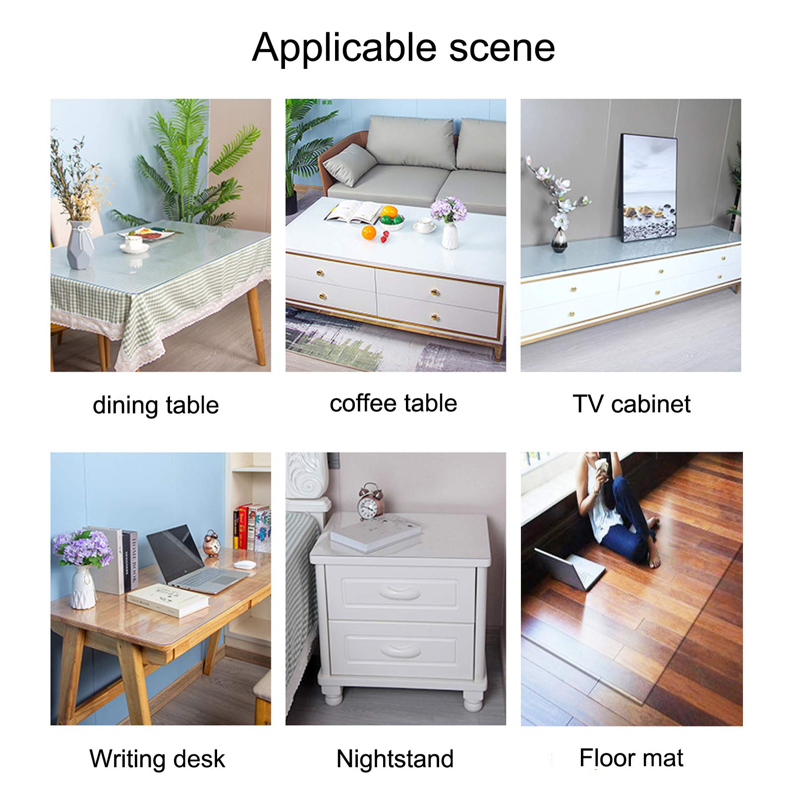 Frosted Clear PVC Table Cover Protector - 2mm Thick Transparent Tablecloth with 60° Bevel Edging - Waterproof & Scratch-Resistant for Writing Desk, Coffee Table, Countertop (90x170cm/35x67in) - Perfect for Home, Office & Restaurant Use