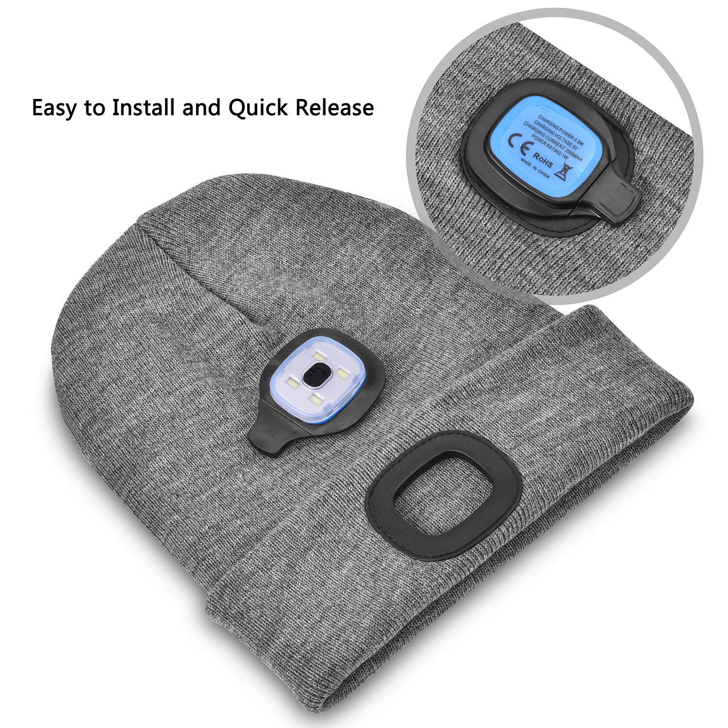 USB Rechargeable LED Beanie Hat - Unisex Winter Knit Cap with Light, Perfect Gift for Men, Dad & Father - Great for Night Running, Camping & Outdoor Activities