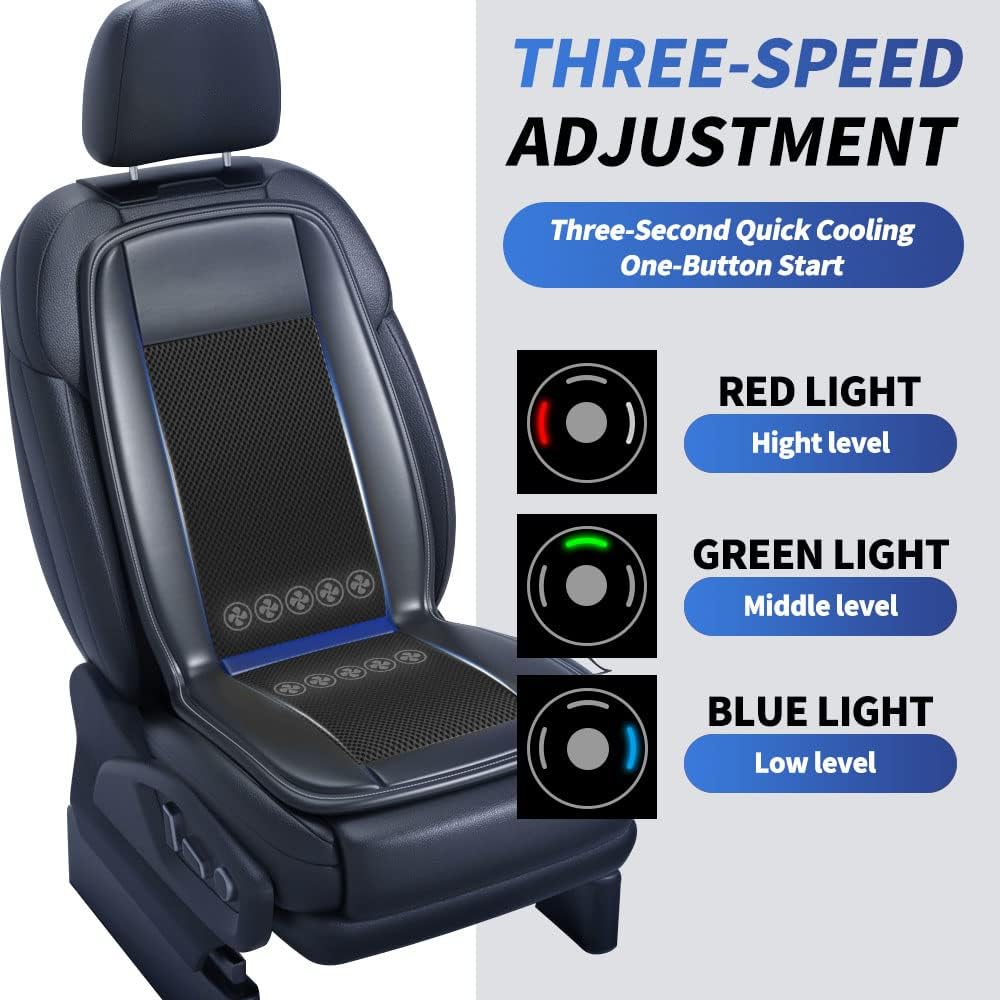 12V Cooling Car Seat Cushion with 10 Fans & 3 Temperature Settings - Fast 15-Second Cooling for Summer Driving - Breathable Air Conditioned Seat Cover - Perfect for Hot Weather Commutes & Road Trips (Gray, 1 Pack)