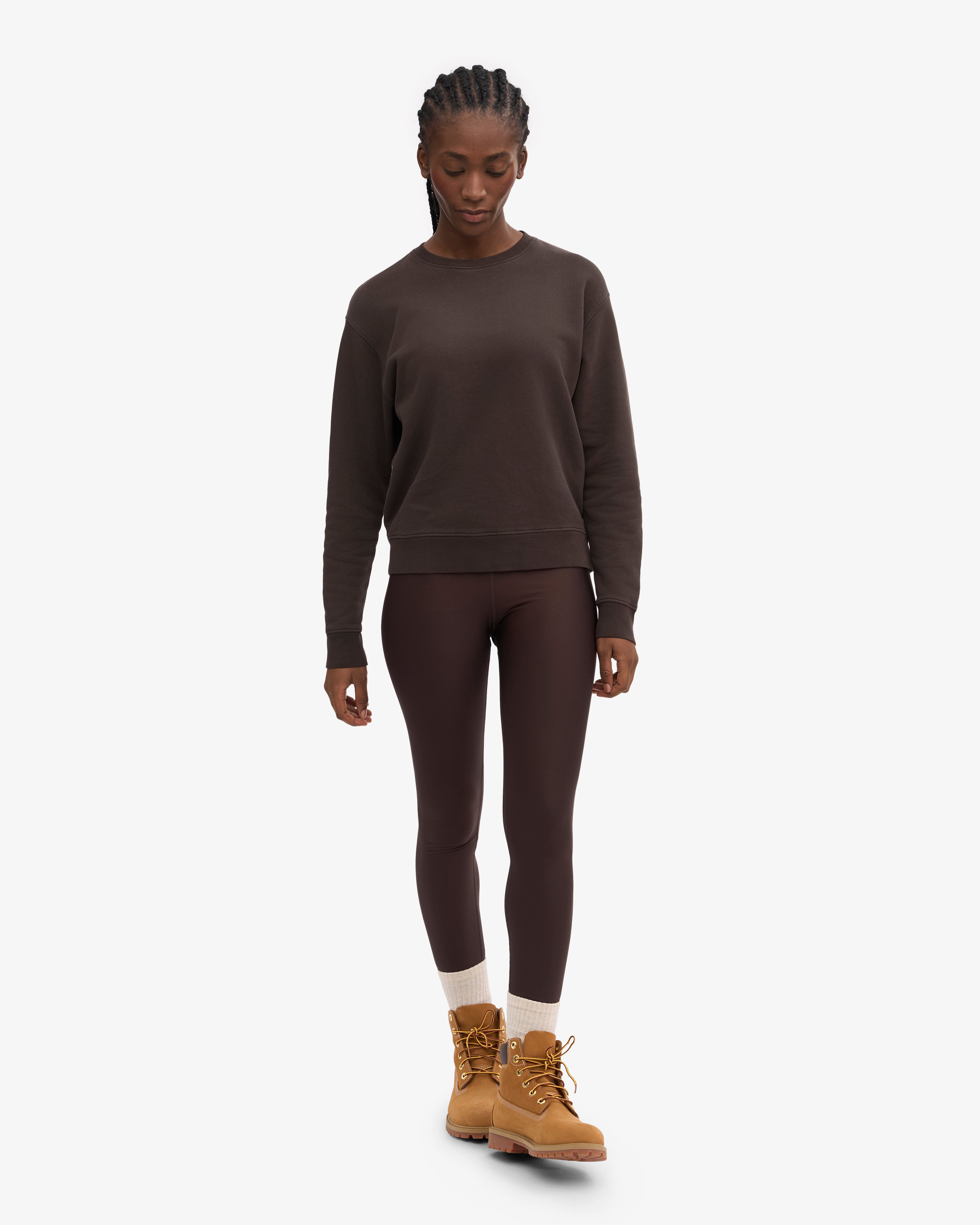 Organic Cotton Women's Classic Crew Neck T-Shirt - Coffee Brown | Casual Everyday Wear & Layering Essential