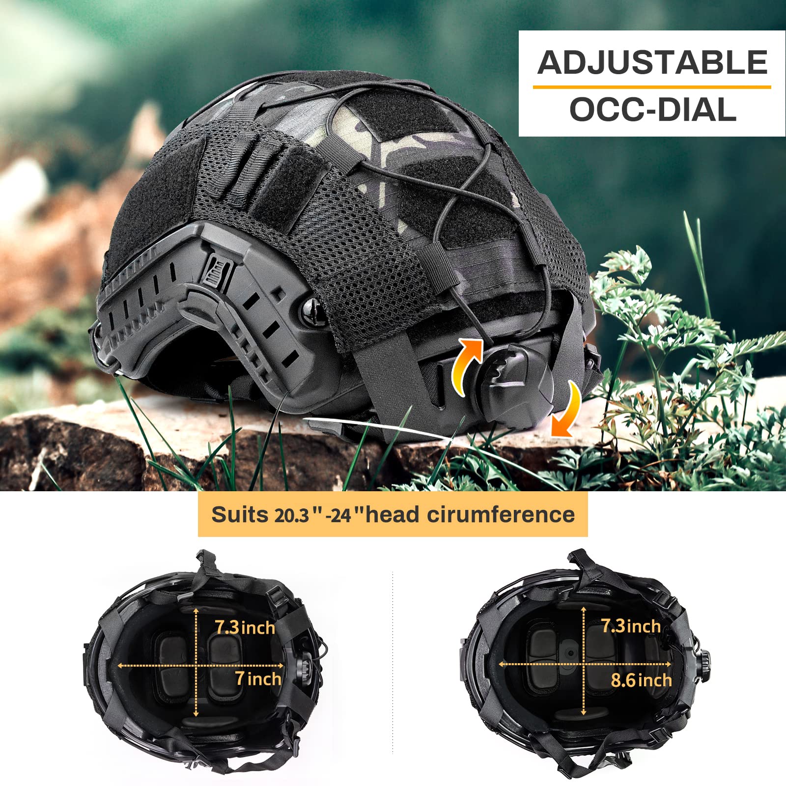 TacSnake Tactical Airsoft Paintball Fast Helmet with Removable Cover - PJ Style Military Helmet with NVG Mount for Airsoft, Paintball & Outdoor Activities