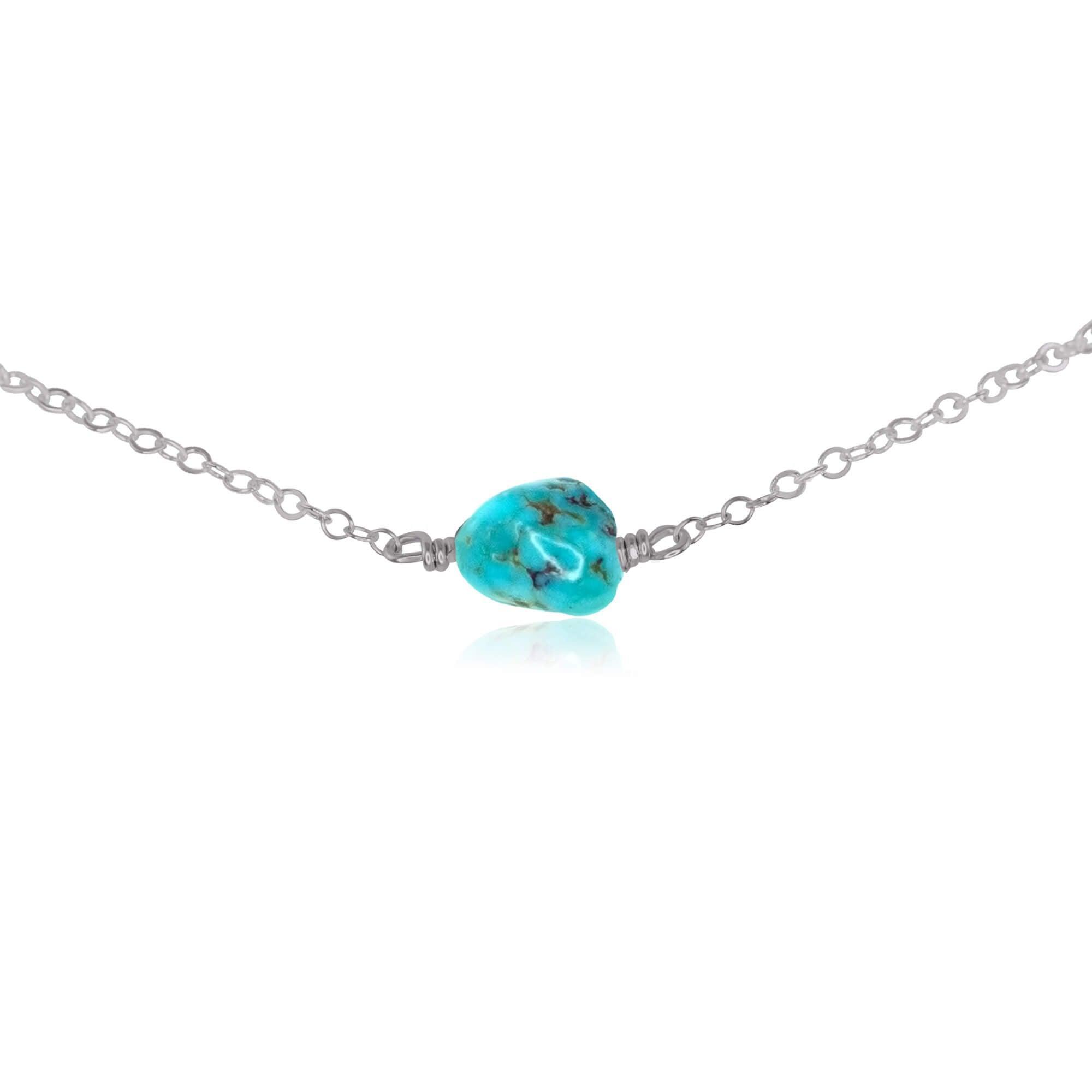 Natural Raw Turquoise Crystal Nugget Choker Necklace - Handmade Bohemian Jewelry for Women | Perfect for Festivals, Boho Outfits & Layering