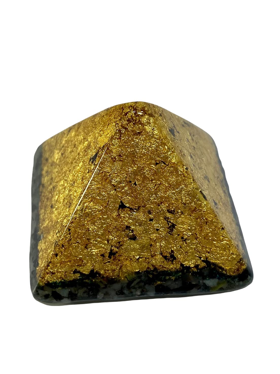 24k Gold Emerald Small Pyramid - Positive Orgone Energy Generator for Prosperity & Abundance | Feng Shui Decor, Meditation Gift, Spiritual Healing Tool for Home & Office