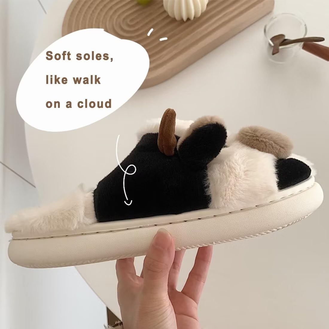 **Cozy Cow Slippers for Kids, Women & Men – Super Soft Fuzzy House Shoes with Memory Foam, Non-Slip Sole – Cute Animal Slippers for Winter, Indoor & Outdoor Wear – Perfect for Home, Dorm, or Lounge**