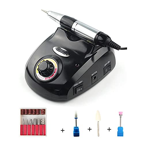 35000RPM Electric Nail Drill Machine Kit - Professional Manicure & Pedicure Set with Foot Pedal & Multiple Drill Bits | High Speed Nail Care for Salon & Home Use | Perfect for Nail Art, Acrylics & Gel Polish (Black)