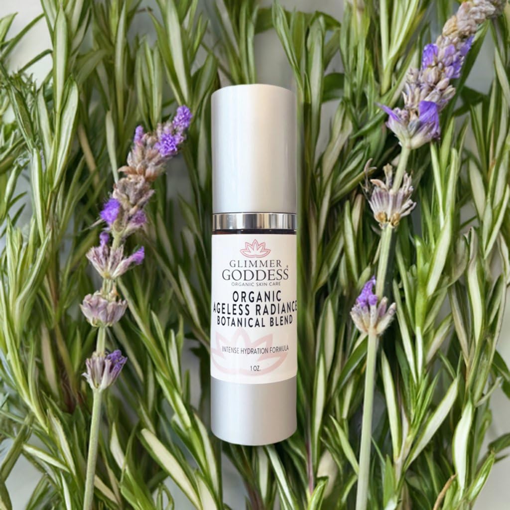 Glimmer Goddess Ageless Radiance Organic Skin Serum - Botanical Blend with Jamaican Black Castor Oil, Black Cumin Seed Oil & Rosehip Seed Oil for Anti-Aging, Skin Health & Even Tone | 1 oz | Perfect for Nighttime Skincare Routine & Daily Hydration