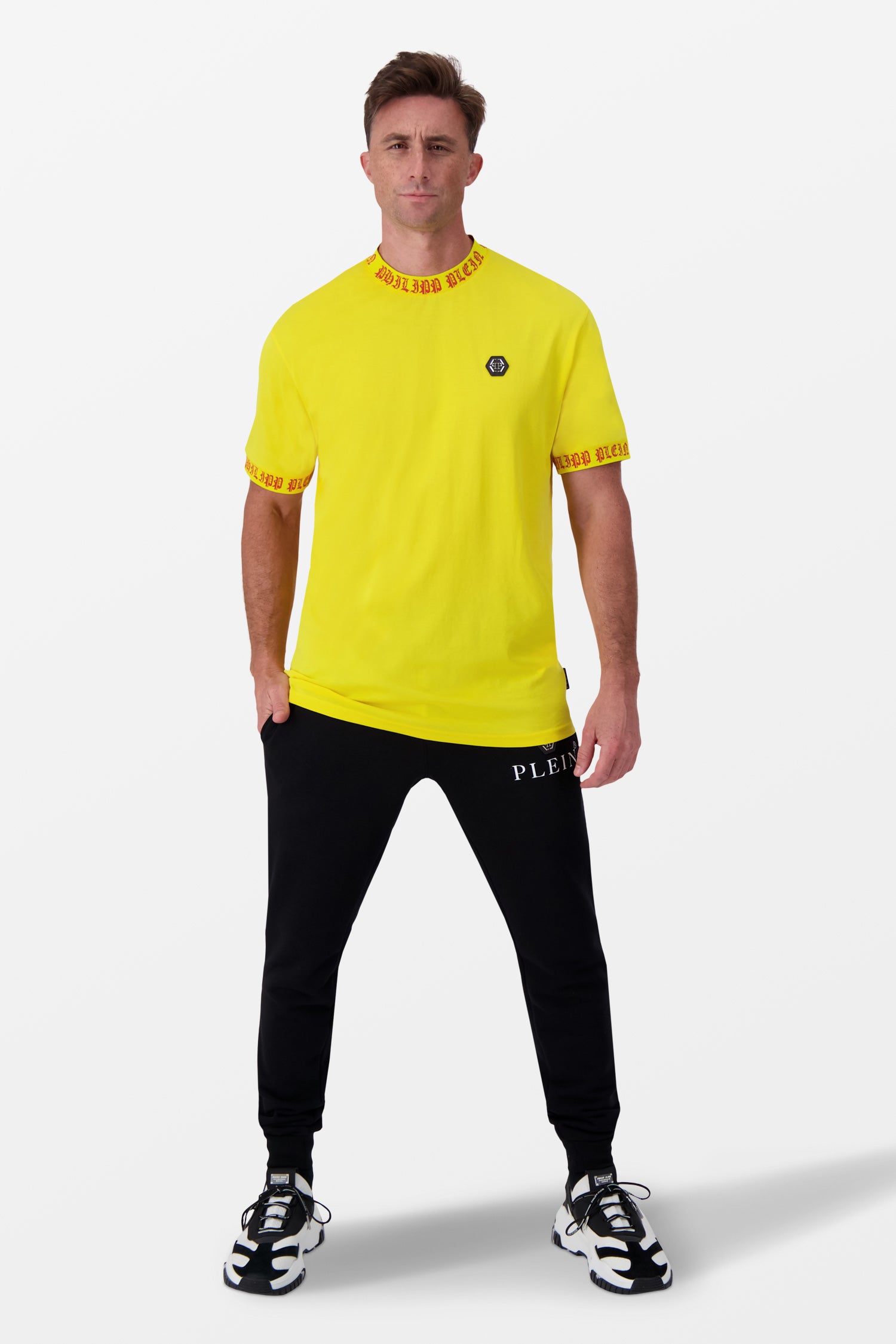 Philipp Plein Yellow Round Neck Short Sleeve T-Shirt for Men - Casual Summer Fashion Tee - Perfect for Streetwear, Beach Outings & Everyday Wear