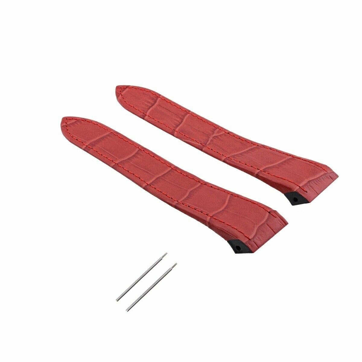 20mm Genuine Leather Watch Band Strap Compatible with Cartier Santos 2878 - Red Grain Pattern with Included Screws | Replacement Strap for Luxury Watches, Perfect for Dressy Occasions & Business Events
