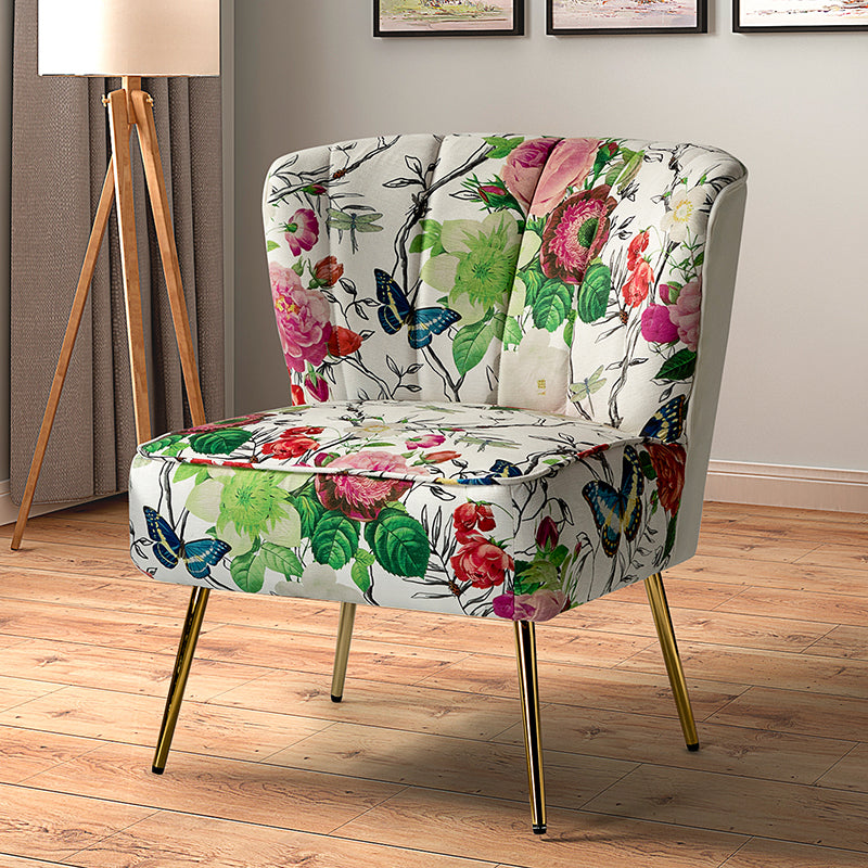 Luxury Coraline Velvet Barrel Chair with Tufted Back & Sturdy Metal Legs - Elegant Accent Chair for Living Room, Bedroom or Office Decor