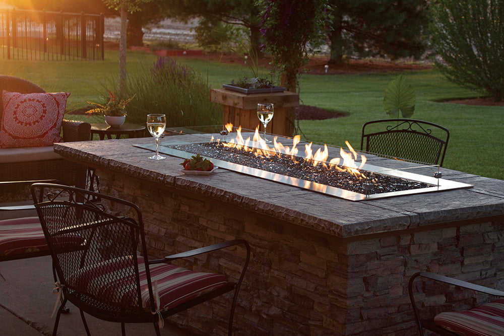 Empire Carol Rose 48 Inch Outdoor Linear Fire Pit Burner - Stainless Steel Gas Fire Pit Burner for Patio, Backyard & Poolside (OL48TP10) - Perfect for Outdoor Entertaining & Ambiance