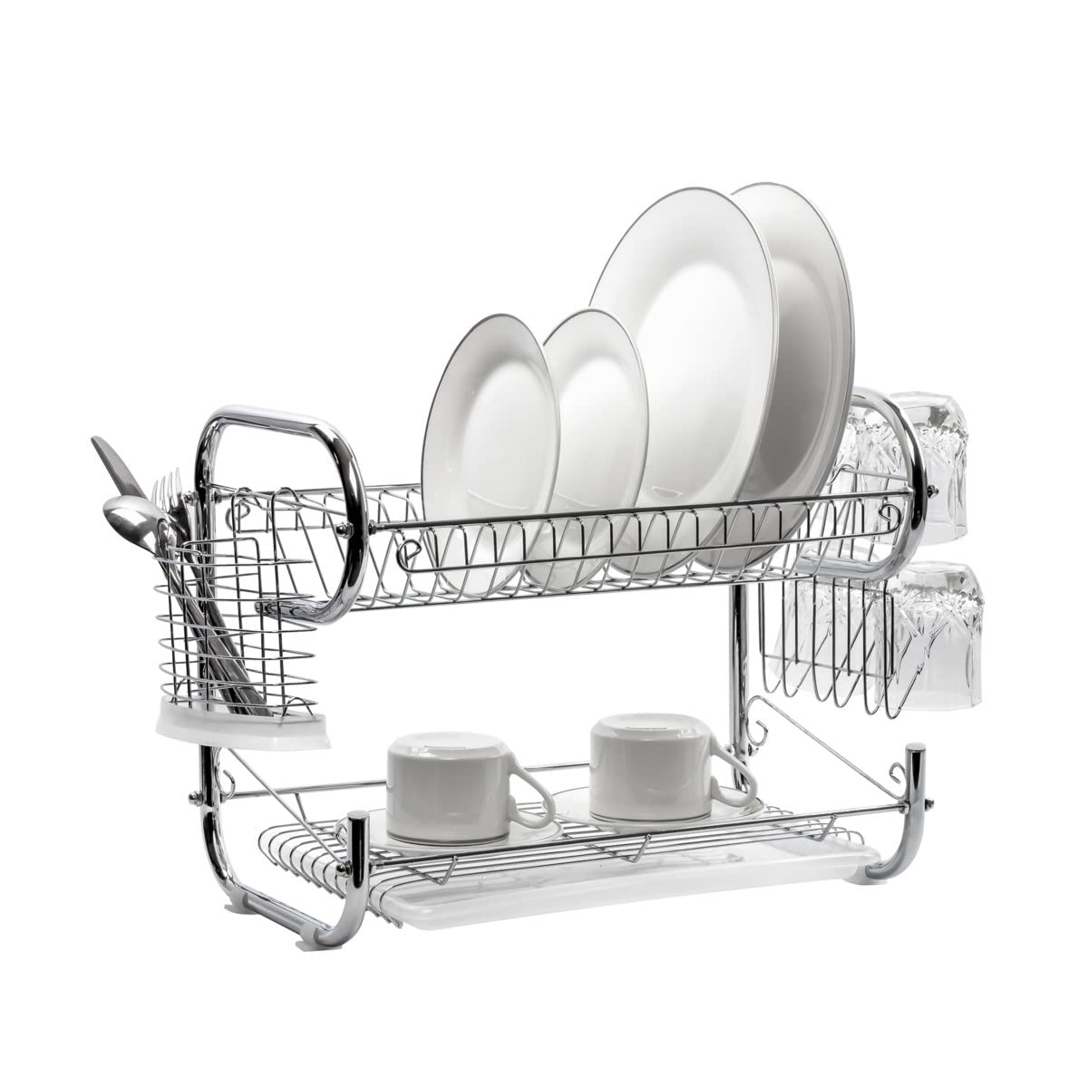 Premium Stainless Steel 2-Tier Dish Drying Rack with Utensil Holder & Cutting Board Storage | Space-Saving 23-Inch Kitchen Counter Organizer | Ideal for Small Kitchens, Apartments & Dish Drainage