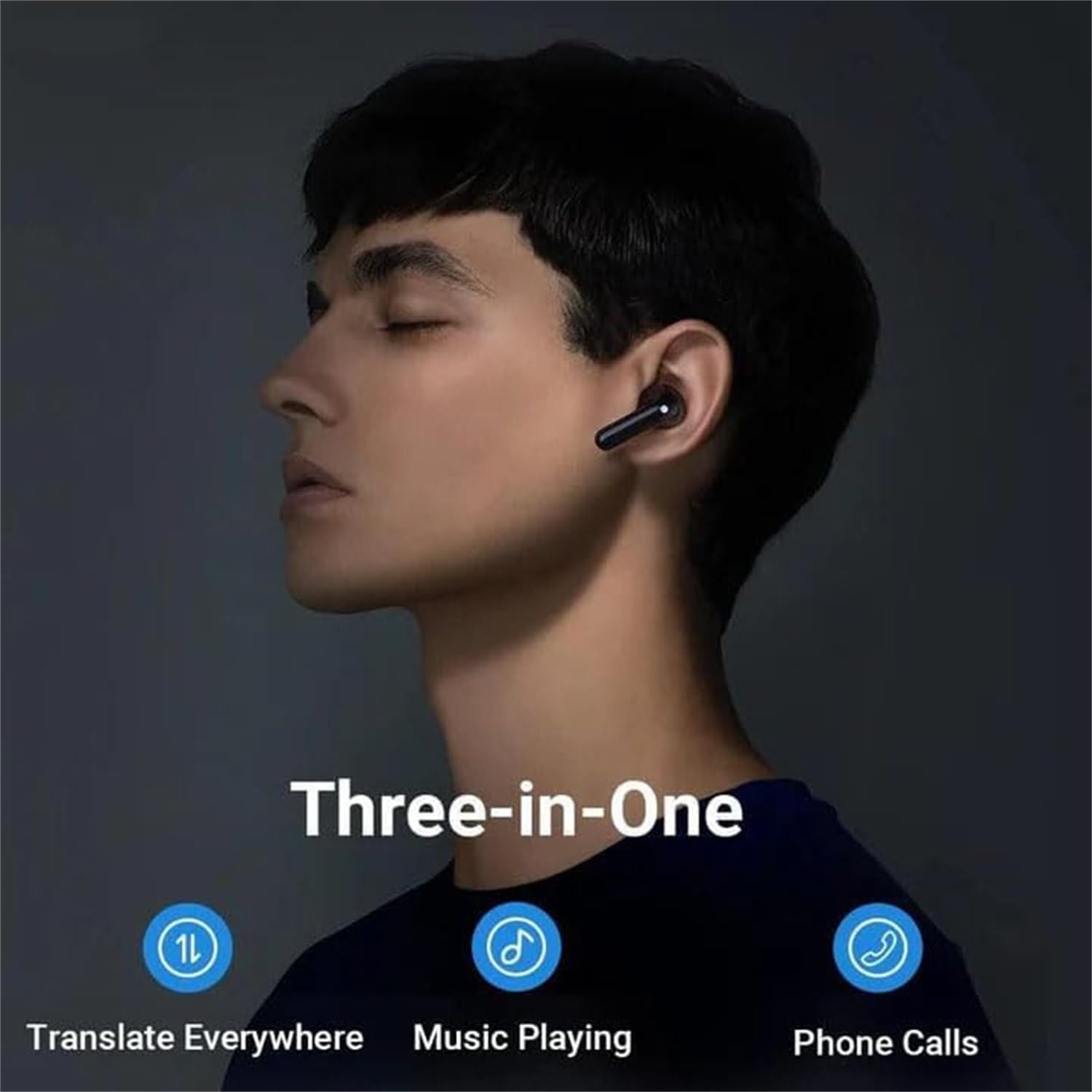 **Caorchareb Real-Time Translation Earbuds - 144 Languages & Accents Two-Way Translator, Bluetooth 5.0 Wireless Earbuds for iOS & Android (Black) - Perfect for Travel, Business Meetings & Language Learning**