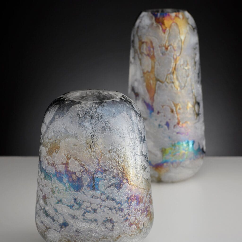 Cyan Design 10889 Moonscape Vase - Iridescent Small Glass Vase for Home Decor, Wedding Centerpieces & Gift Ideas
