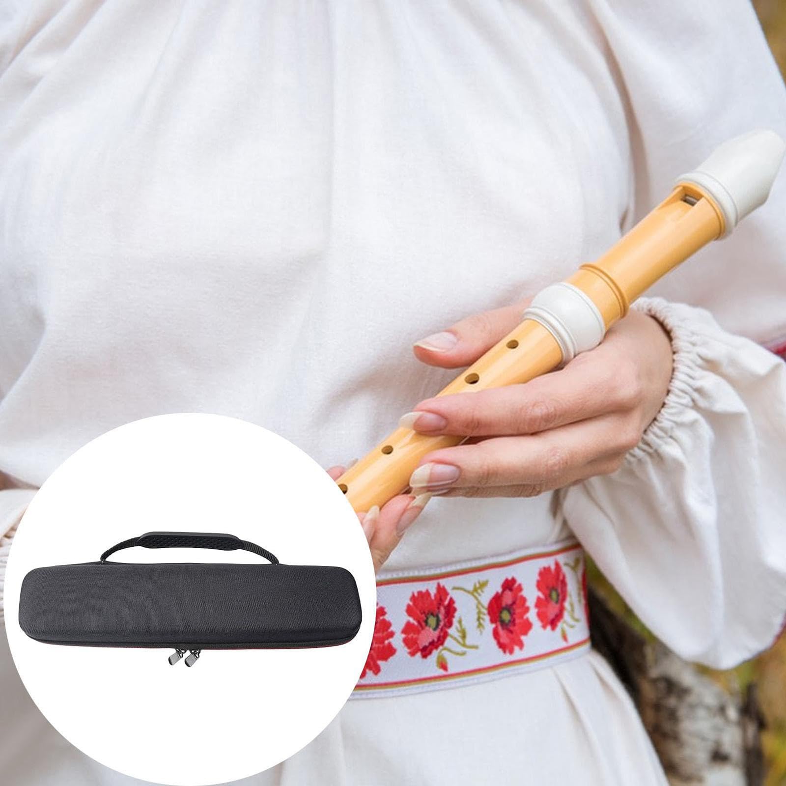 EVA Zipper Flute Carrying Case - Durable Recorder Storage Pouch for Soprano Flute | Music Instrument Protection Box | Perfect for School, Band Practice & Travel