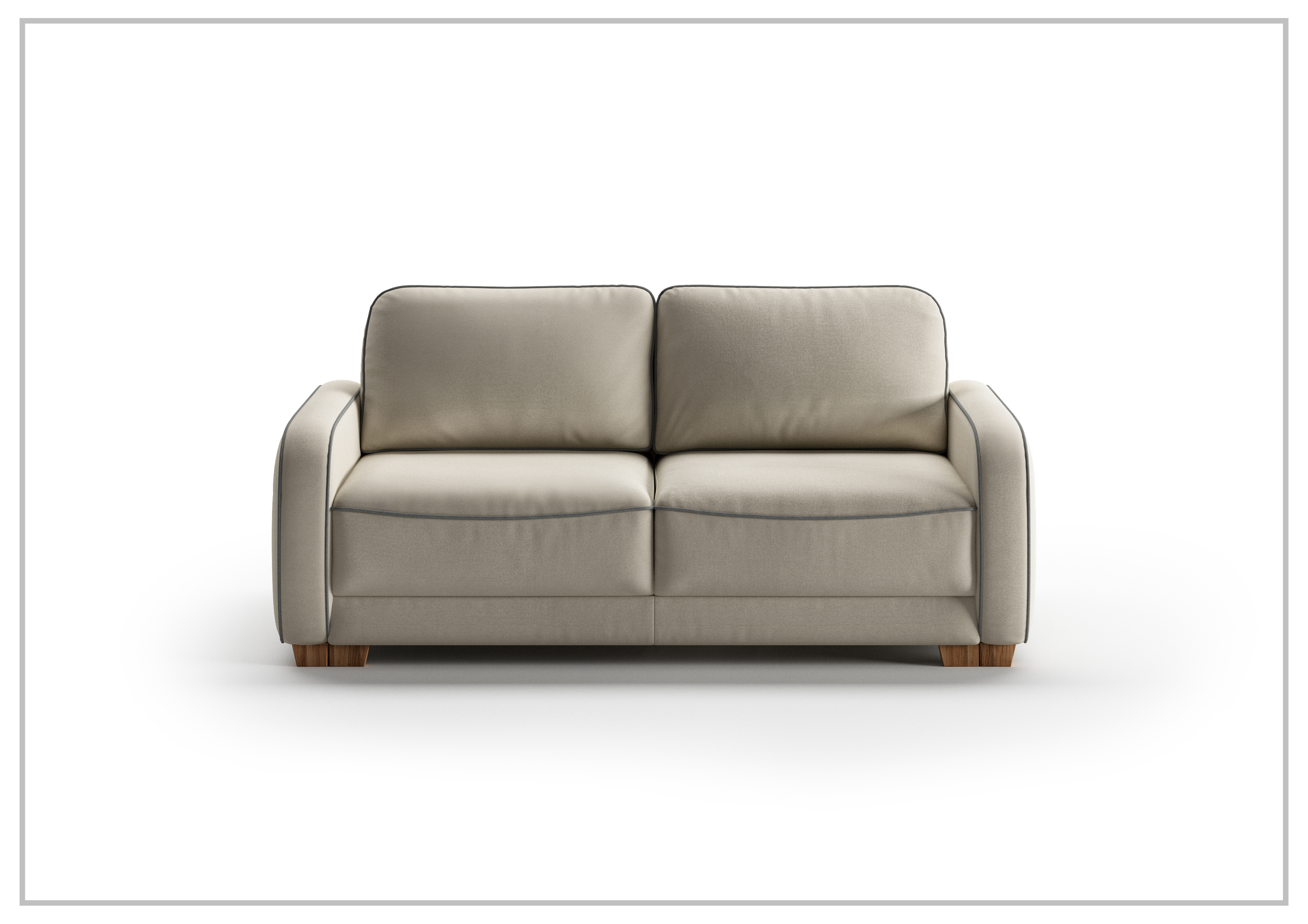 Luonto Leon 2-Seater Fabric Loveseat with Queen Sleeper & Walnut Finish - Perfect for Small Spaces, Guest Rooms & Cozy Living Rooms
