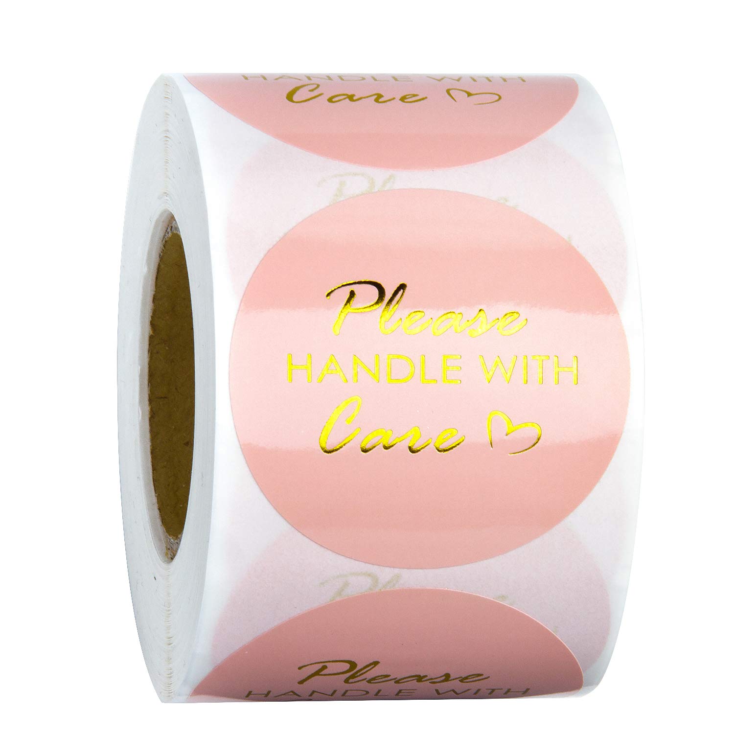 WRAPAHOLIC Gold Foil 'Please Handle with Care' Thank You Stickers - 2x2 Inch Premium Shipping Labels (500 Pack) - Perfect for Ecommerce Packages, Business Mail & Gift Wrapping