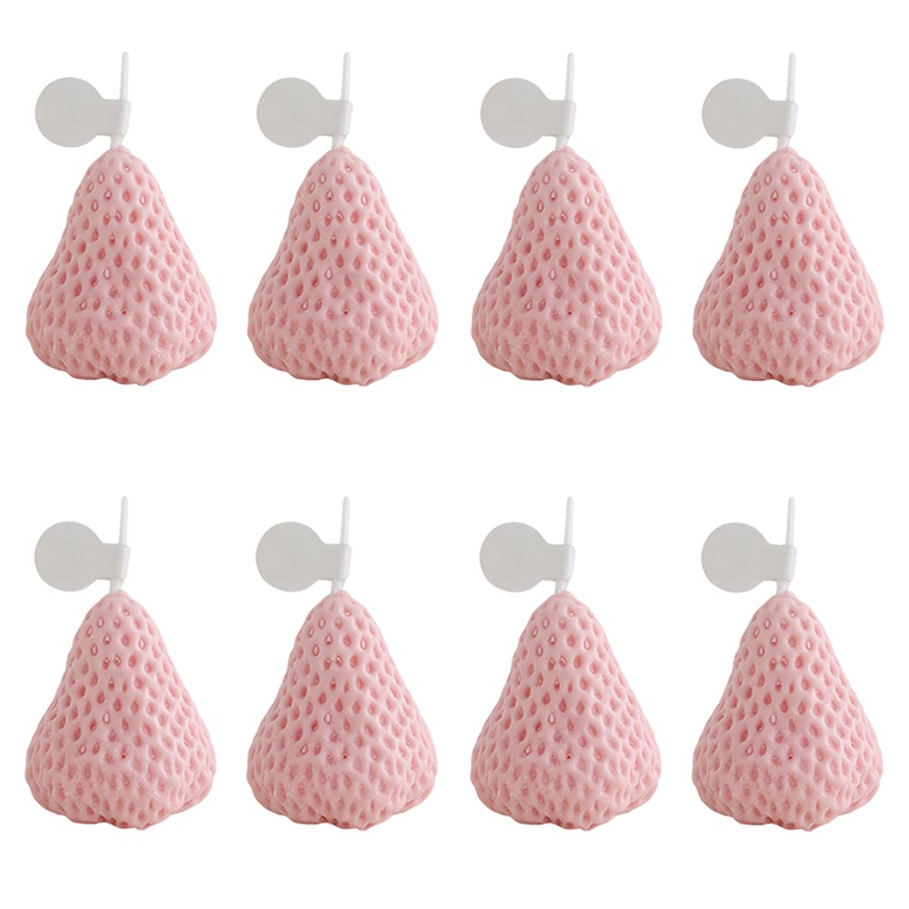 8 Pcs Mini Strawberry Scented Candles - Creative Decorative Aromatic Candles for Home Decor, Wedding, Party & Gift Giving