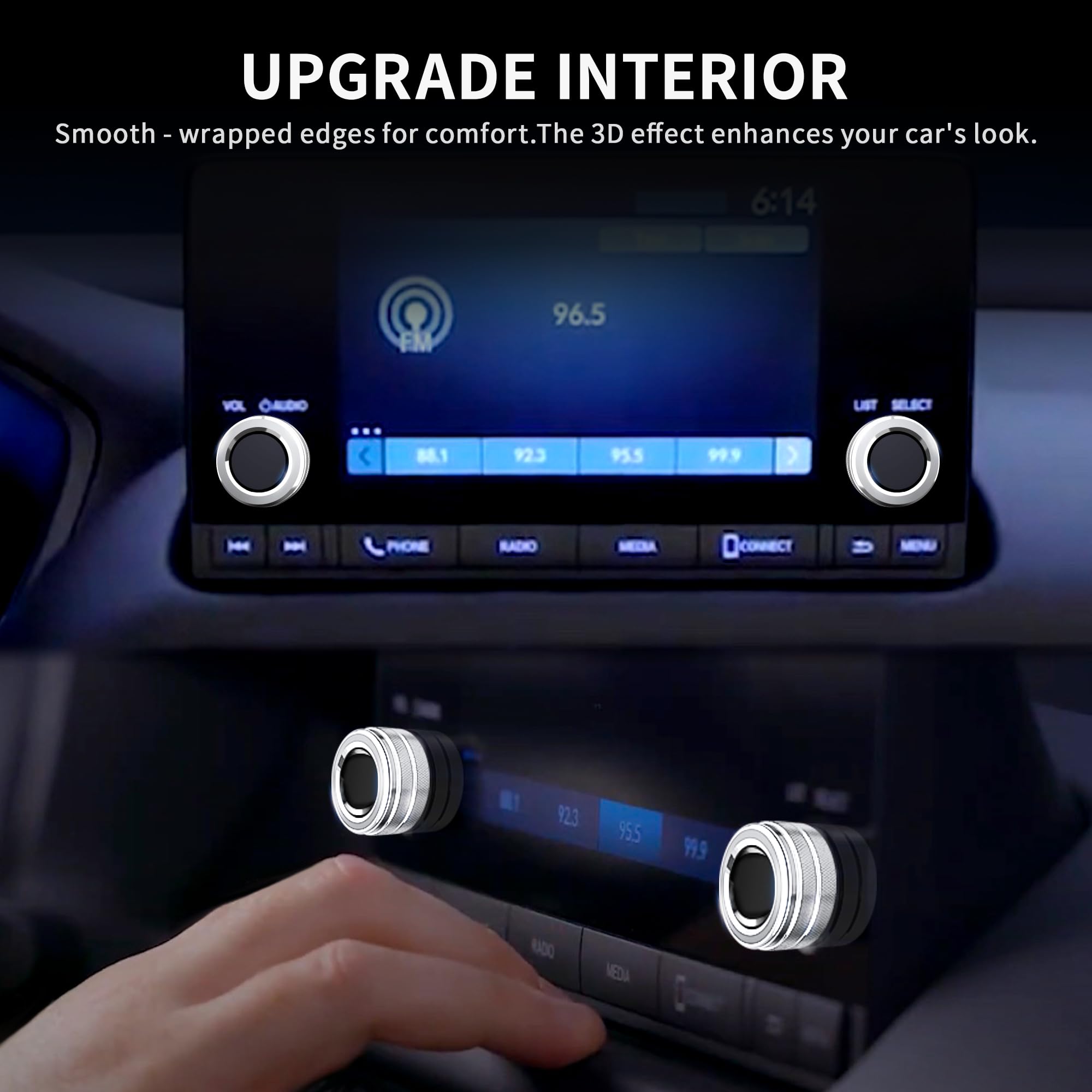 2022-2025 Honda Accord/HRV/CRV/Civic Interior Accessories Kit - 8pcs Silver AC Knob Cover, Volume Control, Warning Lights & Push Start Button Trim Ring | Premium Car Dashboard Decor & Protection