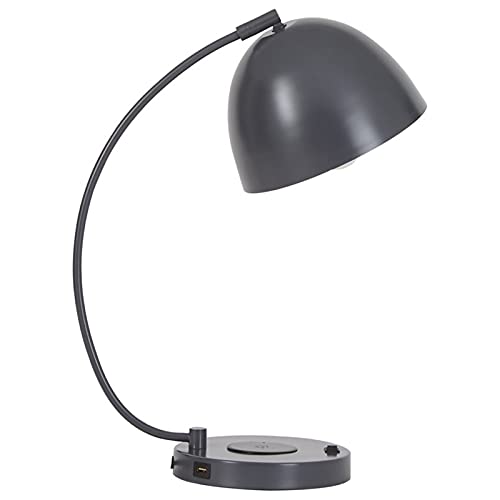 Bowery Hill Gray Single Metal Desk Lamp - Adjustable Office Lighting for Study, Reading & Workspace