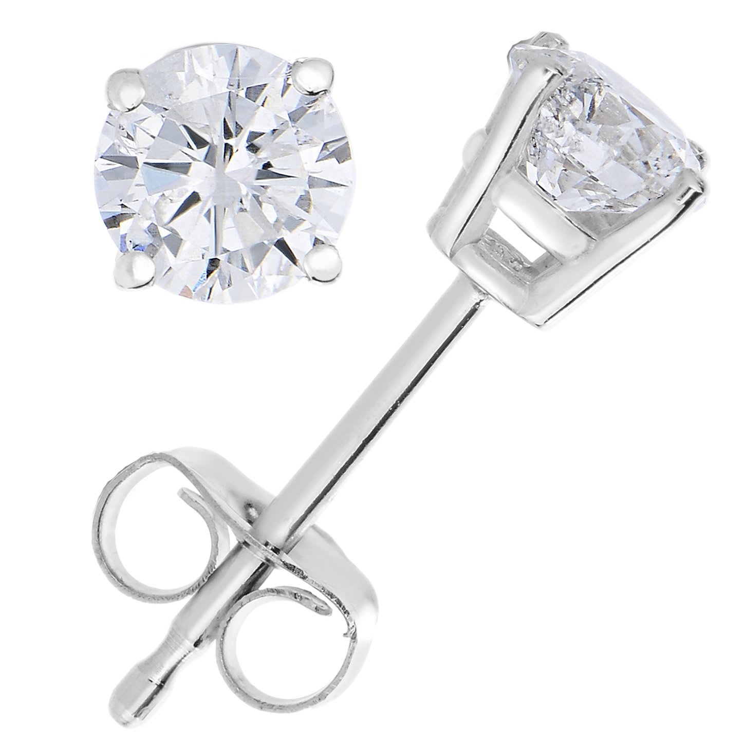 1/4 Carat Diamond Stud Earrings 14K White Gold - Round 4 Prong Push Back Earrings for Women | Perfect for Weddings, Anniversaries & Everyday Elegance