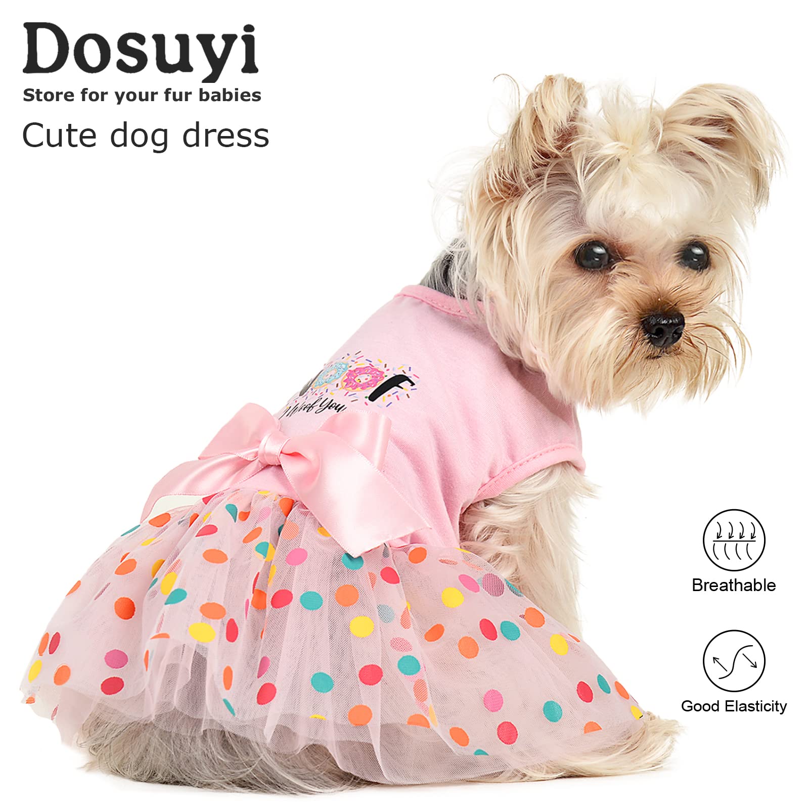 Cute Princess Dog Dress for Small Dogs - Birthday Party Pet Clothes for Chihuahua, Yorkie & Shih Tzu - Puppy Cat Wedding & Holiday Outfit - Perfect for Special Occasions & Photo Shoots