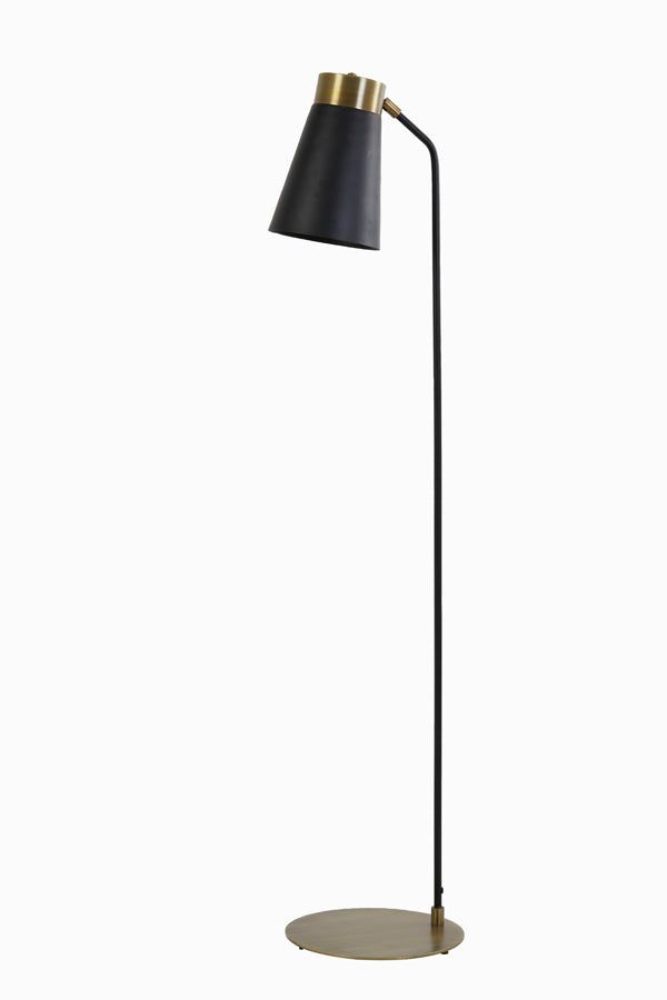 Braja Floor Lamp - Modern Matt Black & Antique Bronze Finish Standing Lamp for Living Room, Bedroom, or Office - Perfect for Reading, Ambient Lighting, and Home Decor