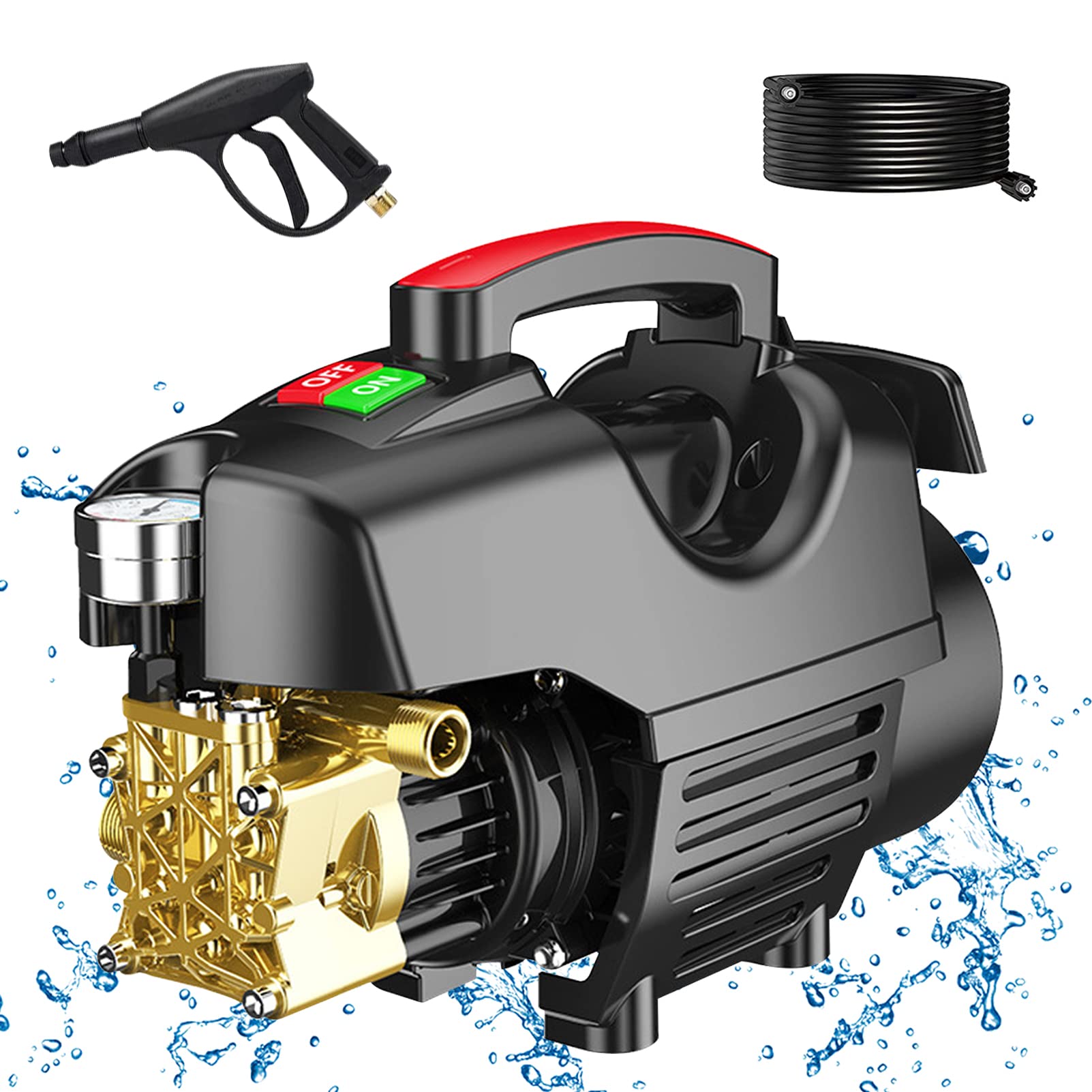 2600PSI 1.7GPM High Power Electric Pressure Washer - Portable Power Cleaner with 10m Hose & Gun for Patio, Car, Driveway, Garden Cleaning - Ideal for Home, Garage and Outdoor Deep Cleaning