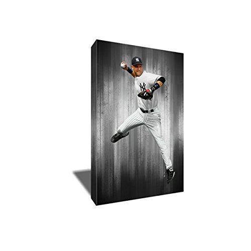 Derek Jeter Canvas Painting - 12x18 Inches Yankee Legend Wall Art Print, Sports Memorabilia for Baseball Fans - Perfect for Home, Office, or Man Cave Decor
