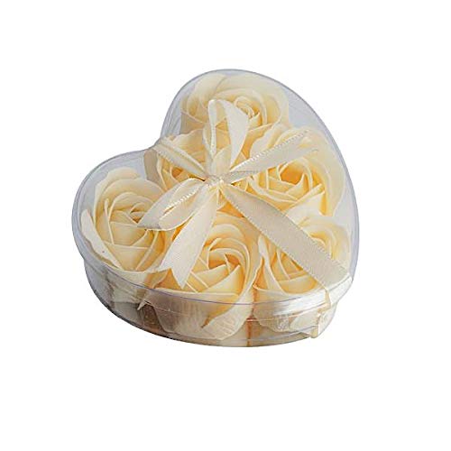 50 Pack Ivory Balsa Wood Heart Gift Boxes with 6 Rose Petal Soaps - Perfect for Wedding Favors, Birthday Gifts, Party Decorations & Bridal Shower Supplies