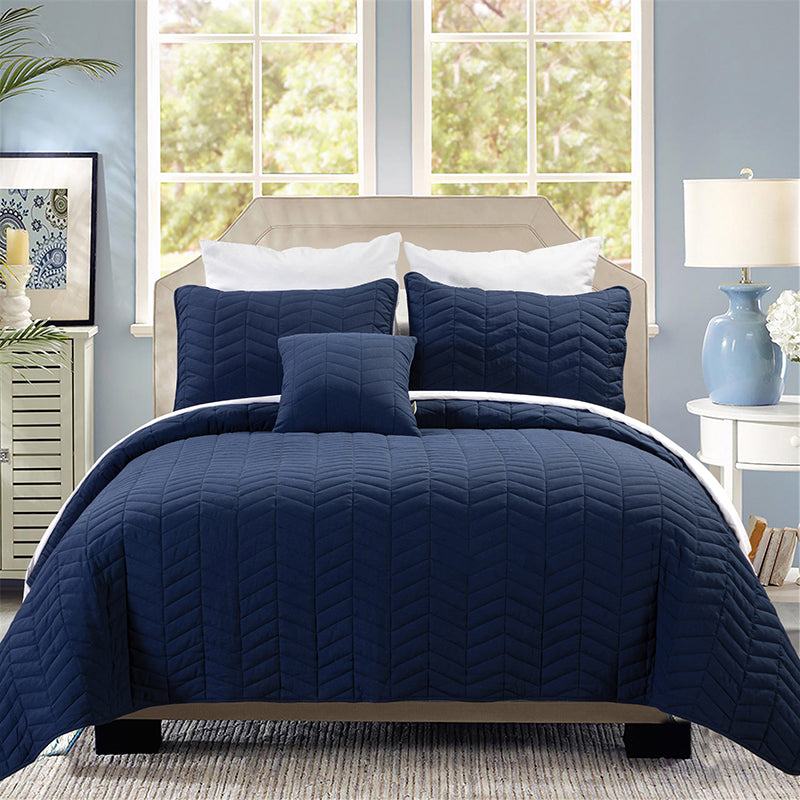 Premium Camilo Microfiber 4-Piece Quilt Set - Soft & Breathable Bedding for All Seasons | Perfect for Master Bedroom, Guest Room & Dorm Decor