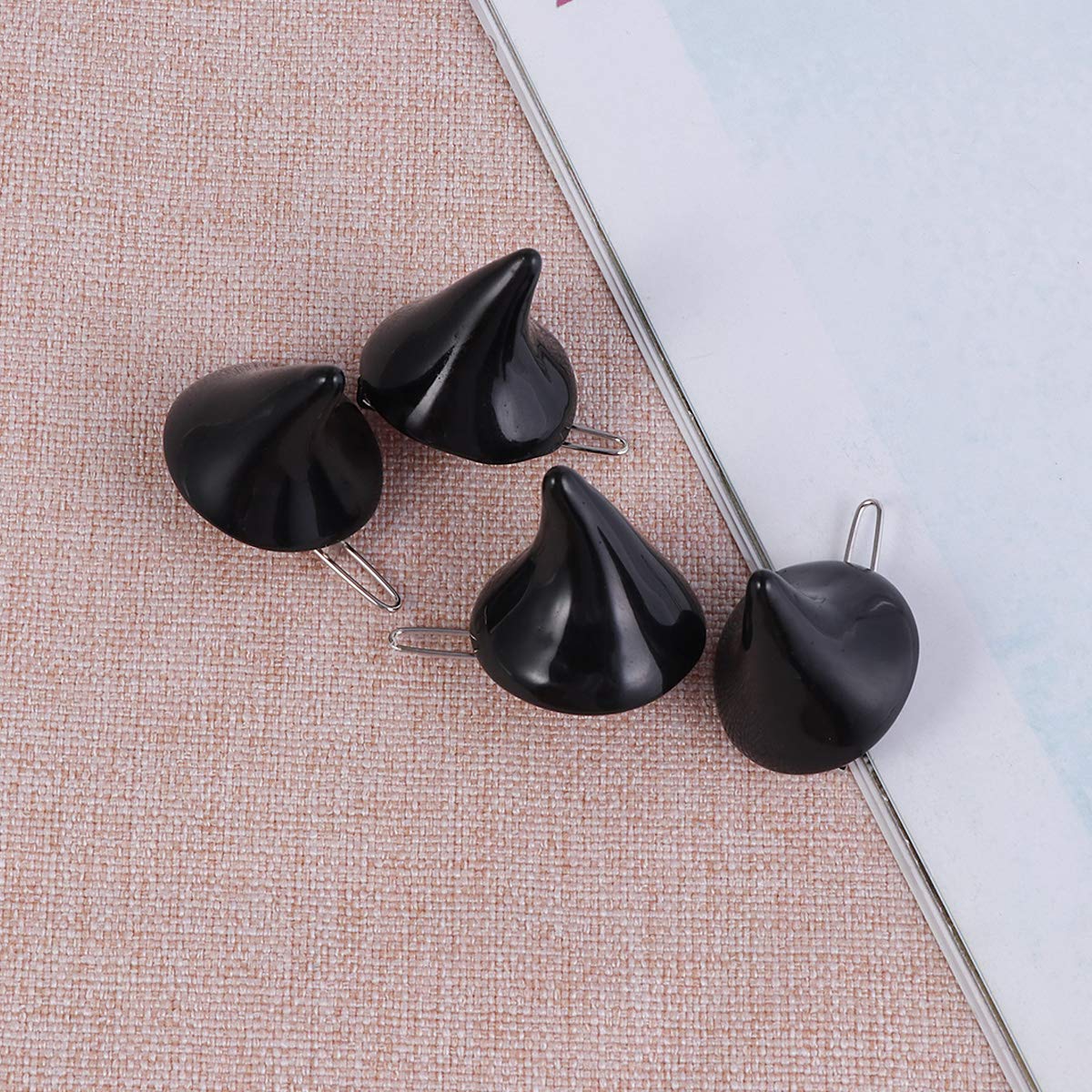 Lurrose 4-Piece Devil Horn Hair Clips Set - Gothic Little Demon Hairpins for Halloween Costumes, Cosplay & Masquerade Parties (Black) - Perfect for Costume Accessories, Themed Events & Spooky Fashion