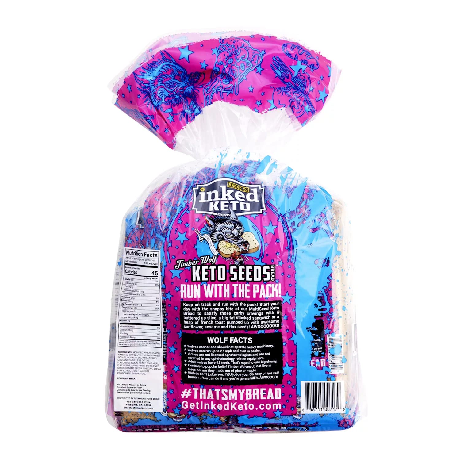Keto Timber Wolf Keto Seeds Bread - No Sugar Added, Low Carb, Gluten Free, 18oz (1.125 lb) - Made in USA by Inked Keto - Perfect for Ketogenic Diet, Weight Loss & Healthy Breakfast