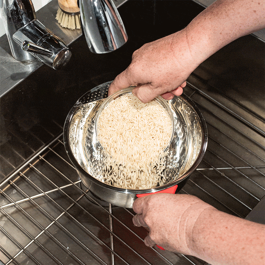 Premium Silicone Rice Washer with Non-Slip Bottom & Ergonomic Handle - Perfect for Washing Rice, Quinoa & Grains in Kitchens & Restaurants
