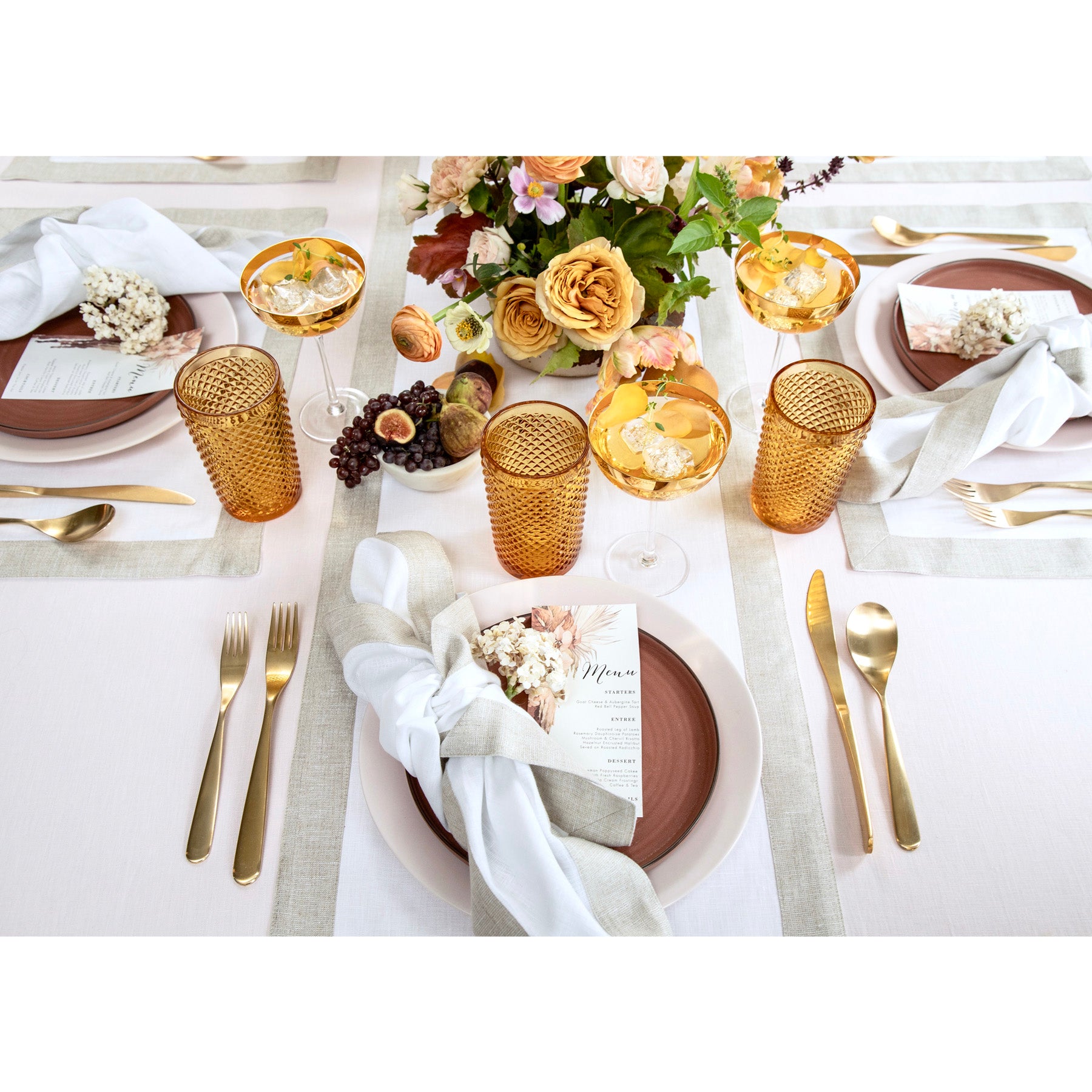 Festive Edge Napkins - Set of 4 Premium Cotton Dinner Napkins for Holiday Parties, Thanksgiving & Christmas Dinner Table Decor - Perfect for Fine Dining & Special Occasions
