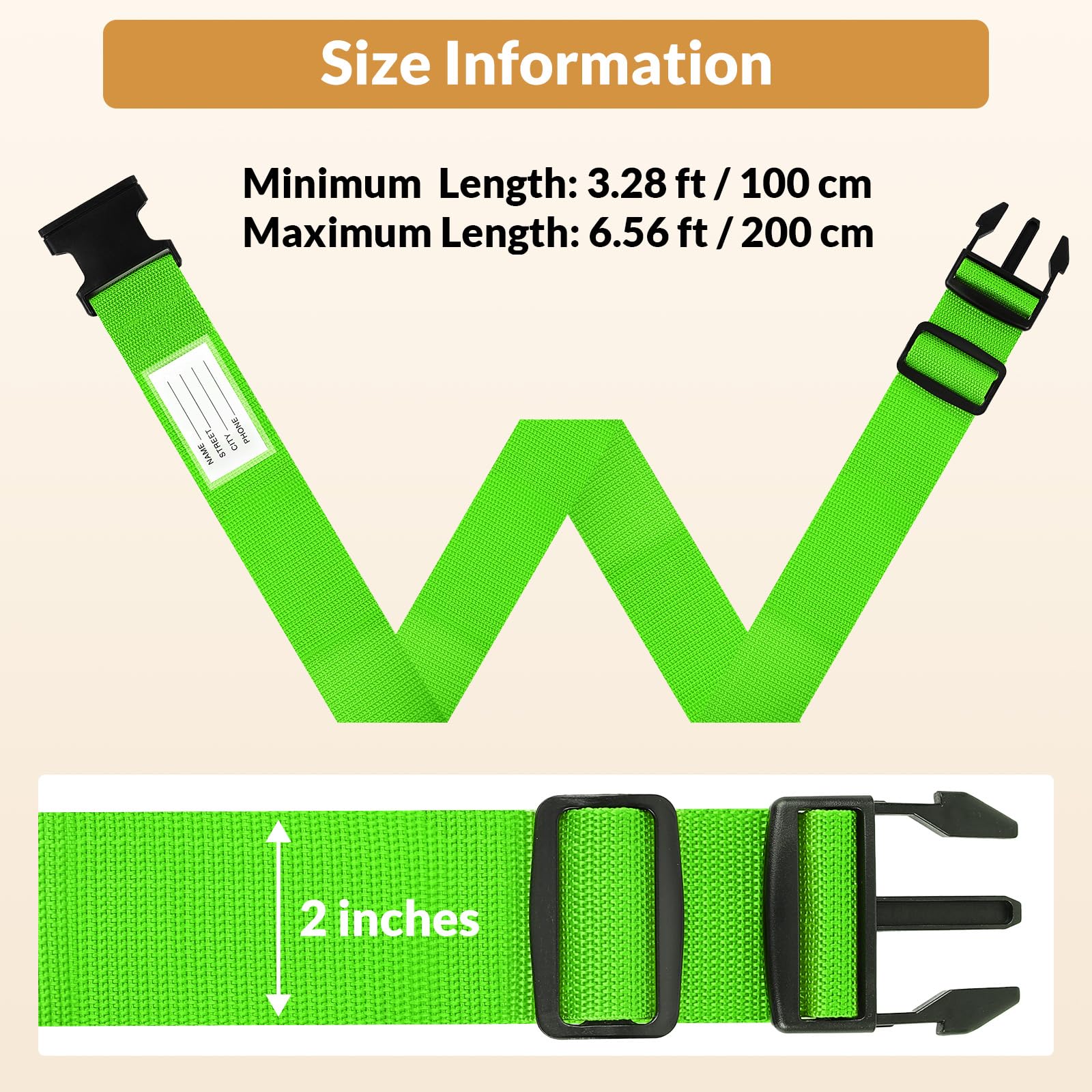 TSA Approved Adjustable Luggage Straps for Suitcases - 4 Pack with Name Card, Secure Travel Belt for Suitcases (Green) - Perfect for Air Travel, Cruise Trips & Train Journeys