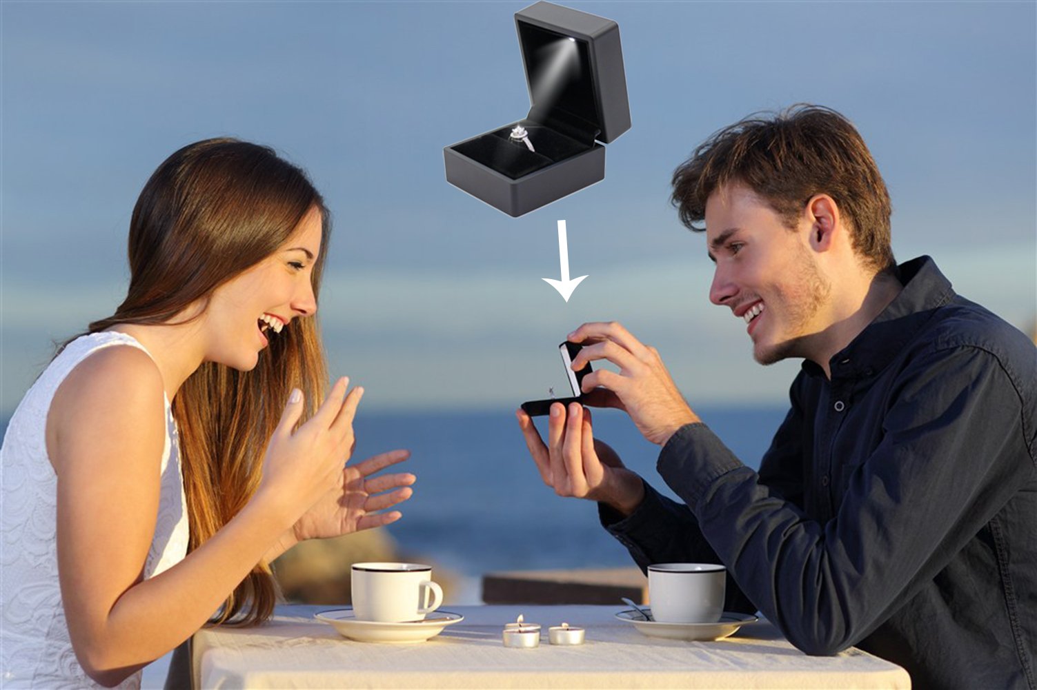 iSuperb® Black LED Jewelry Ring Box - Elegant Gift Case for Engagement, Wedding & Proposal Rings - Perfect for Proposals, Anniversaries & Special Occasions