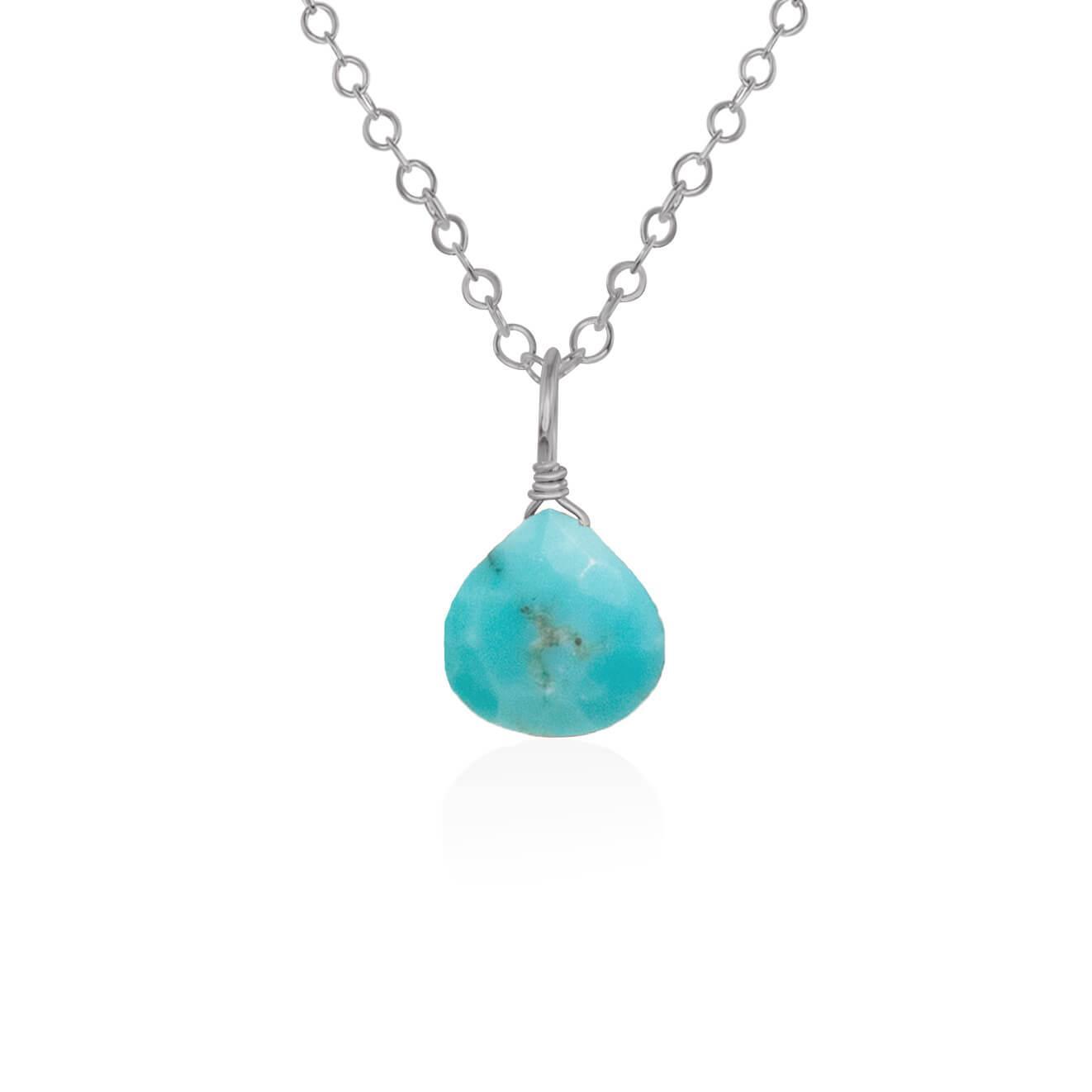 Tiny Turquoise Teardrop Crystal Pendant Necklace - Elegant Dainty Jewelry for Women, Perfect for Everyday Wear, Parties & Gifts