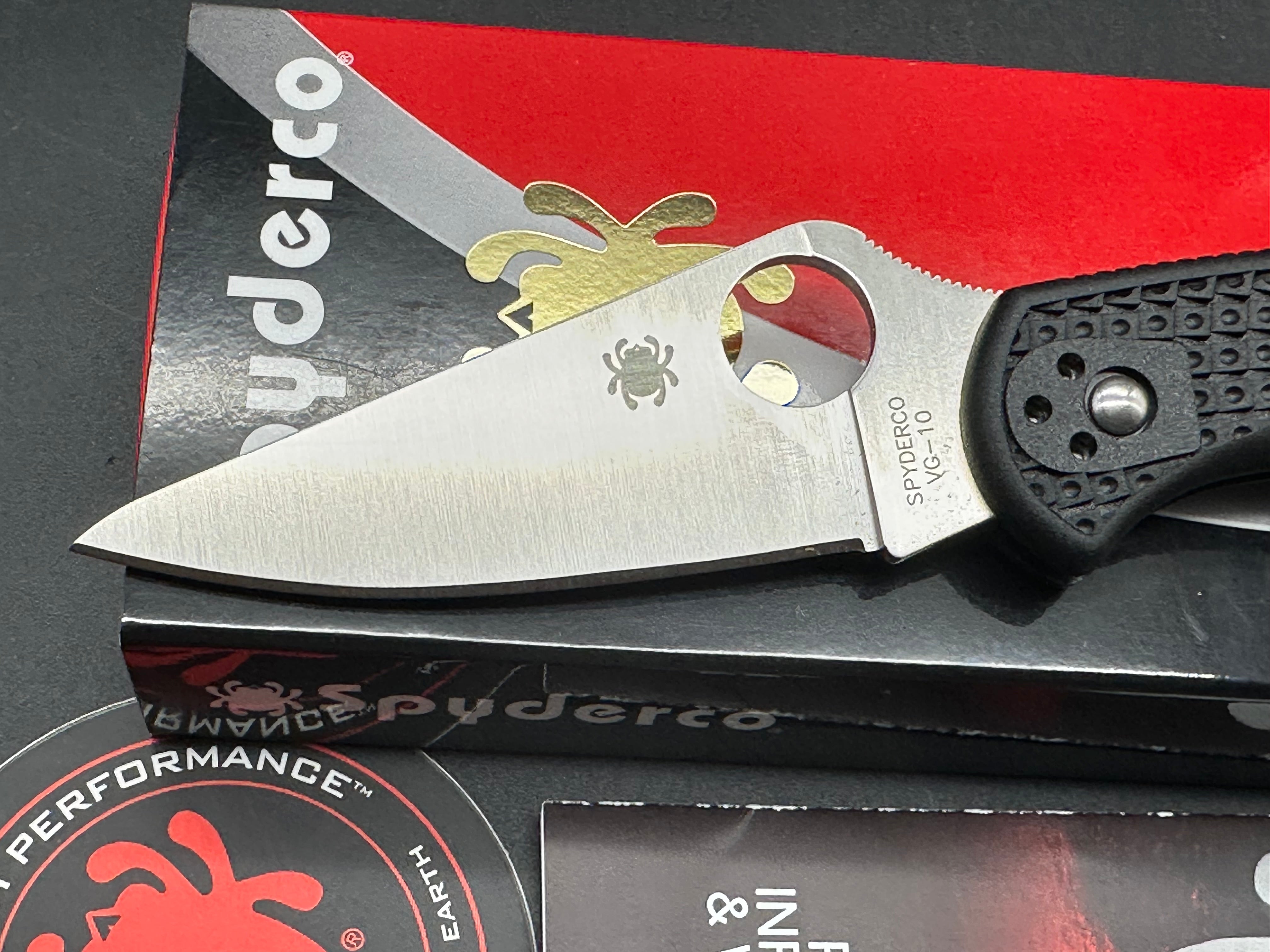 Spyderco Delica 4 Lightweight Folding Knife - VG-10 Stainless Steel Satin Blade, Black FRN Handle - EDC, Camping, Hiking & Outdoor Survival Tool